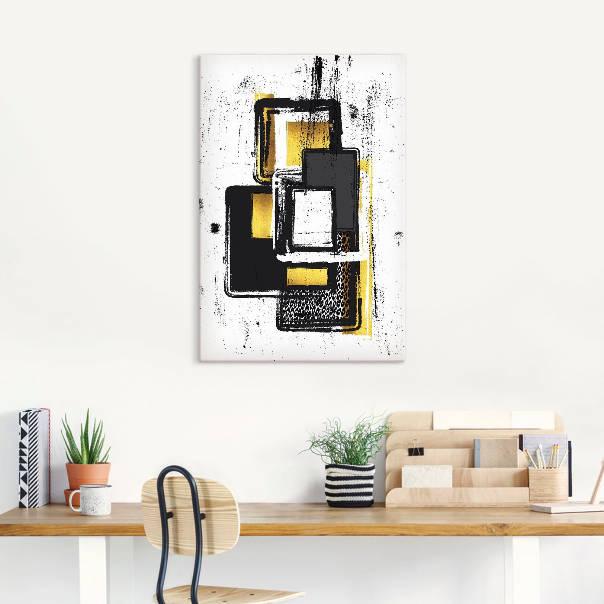 Artland Artprint Abstracte schilderkunst Nr. 3 goudkleur als artprint op linnen, poster, muursticker in verschillende maten