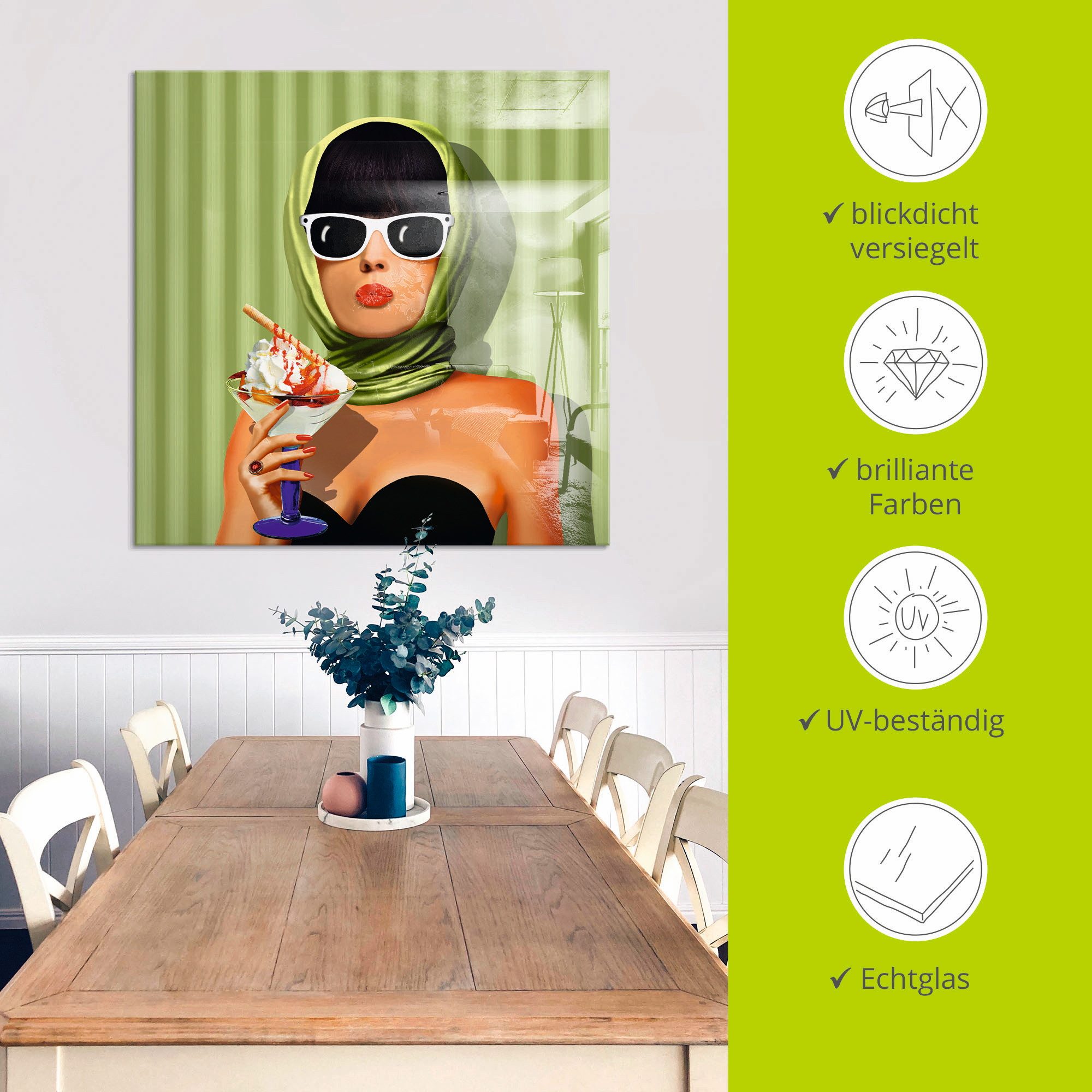 Artland Print op glas Zomerliefde, zomer, zon en ijs