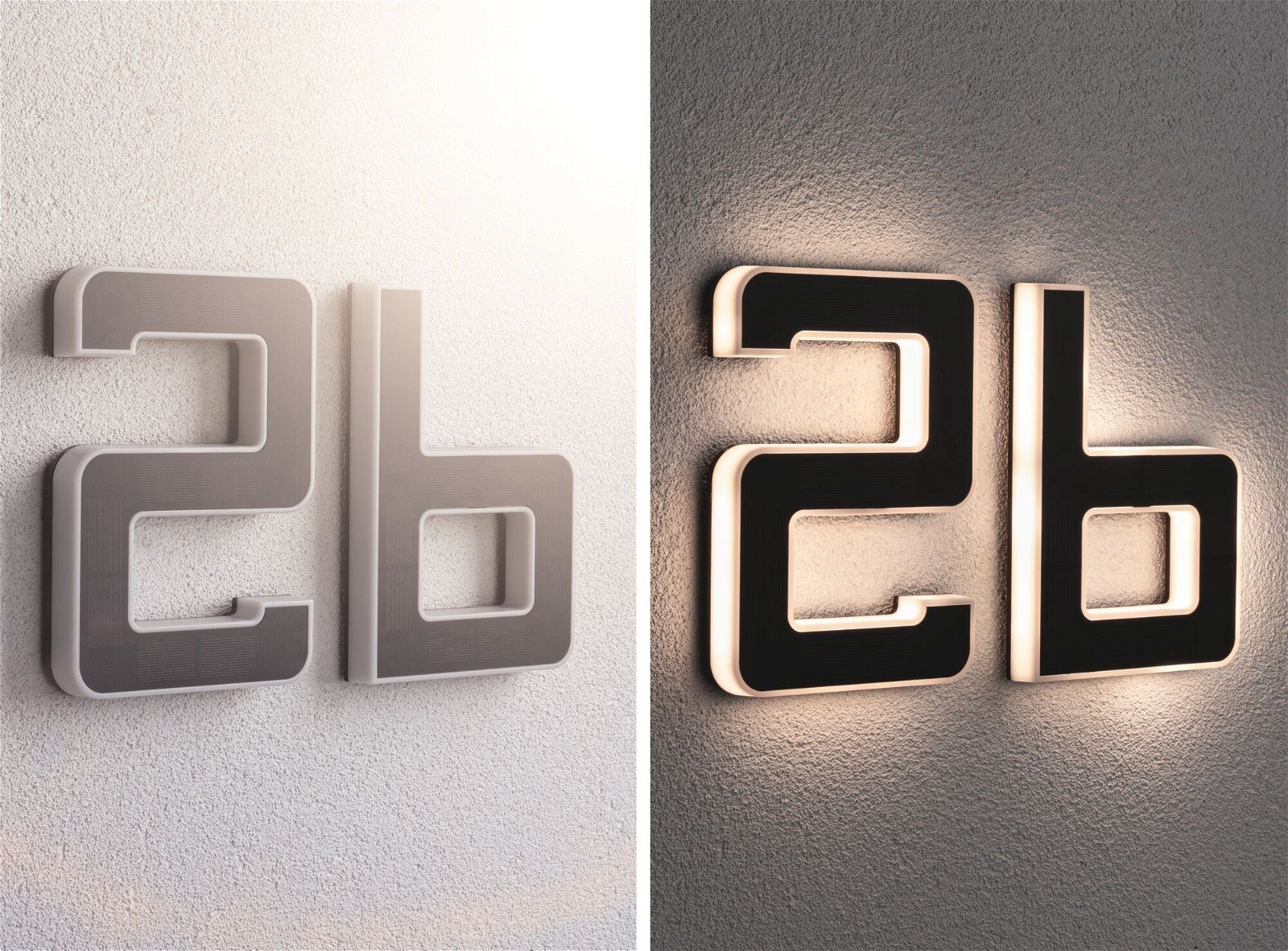 Paulmann Led-wandlamp voor buiten Solar Huisnummer LED-module, huisnummers, letters kiesbaar, accu verwisselbaar (1 stuk)