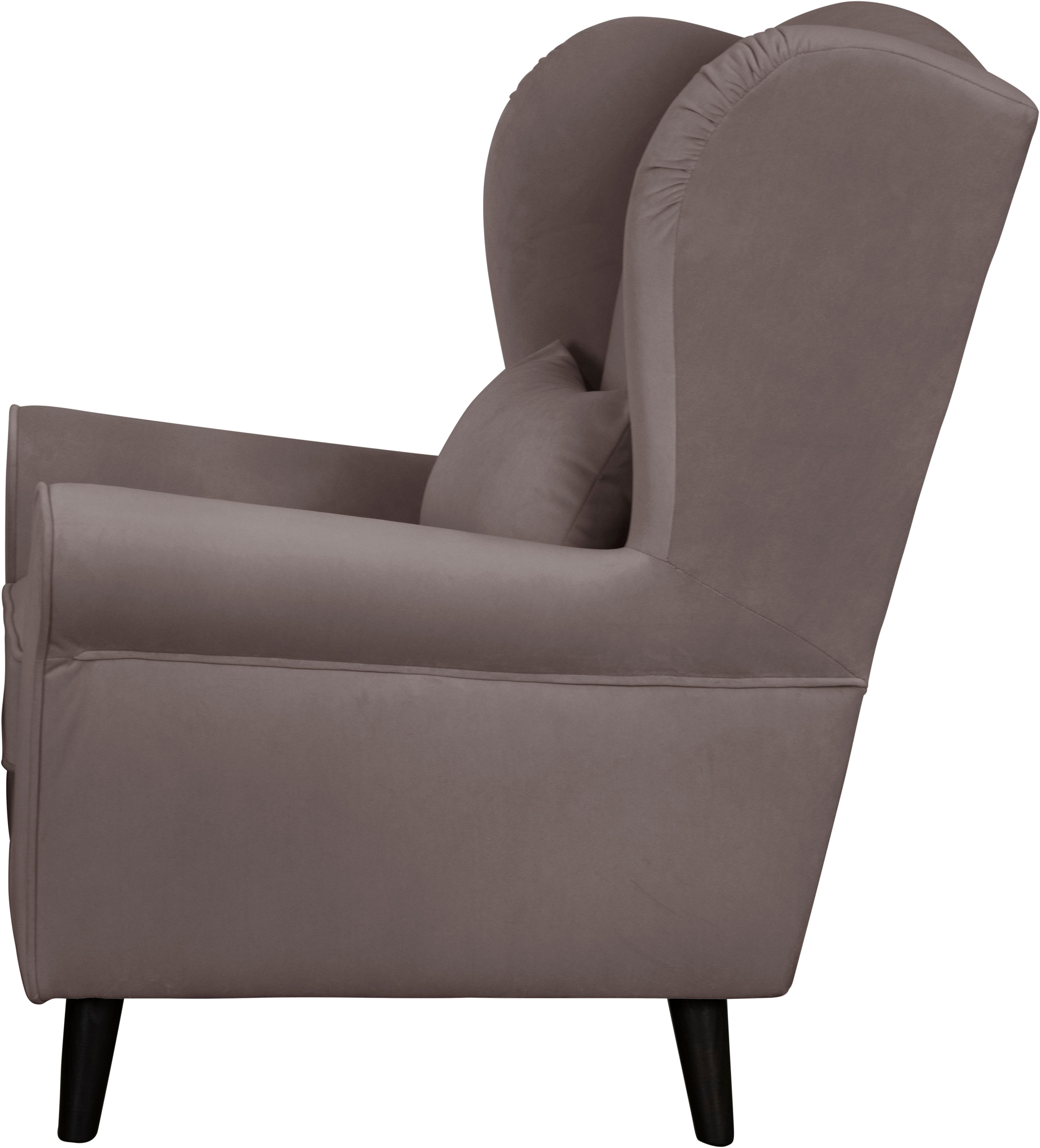 Home affaire Fauteuil Ohrensessel CHISTELLE, optioneel met poef met golfondersteuning, afmetingen: b/d/h: 81/87/99 cm