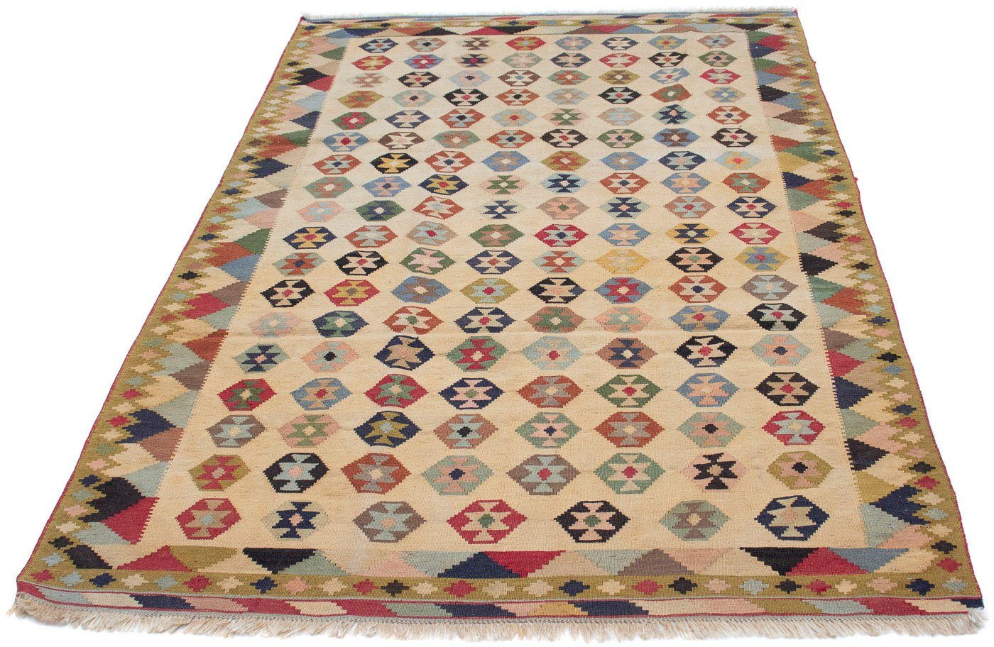 morgenland Wollen kleed Kelim Fars medaillon 187 x 152 cm Omkeerbaar tapijt