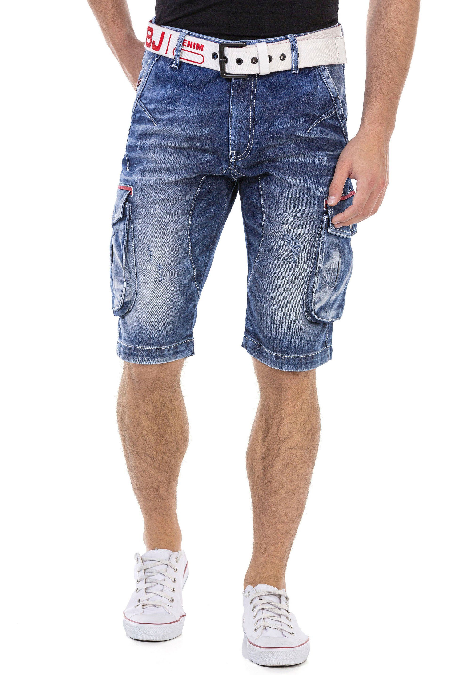 Cipo & Baxx Bermuda in denim , met cargozakken
