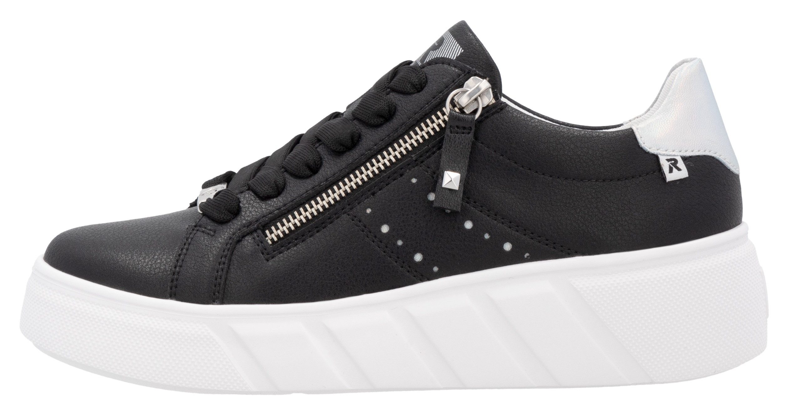 RIEKER Sport Plateausneakers , vrijetijdsschoen, lage schoen, veterschoen met zijlijke perforatie