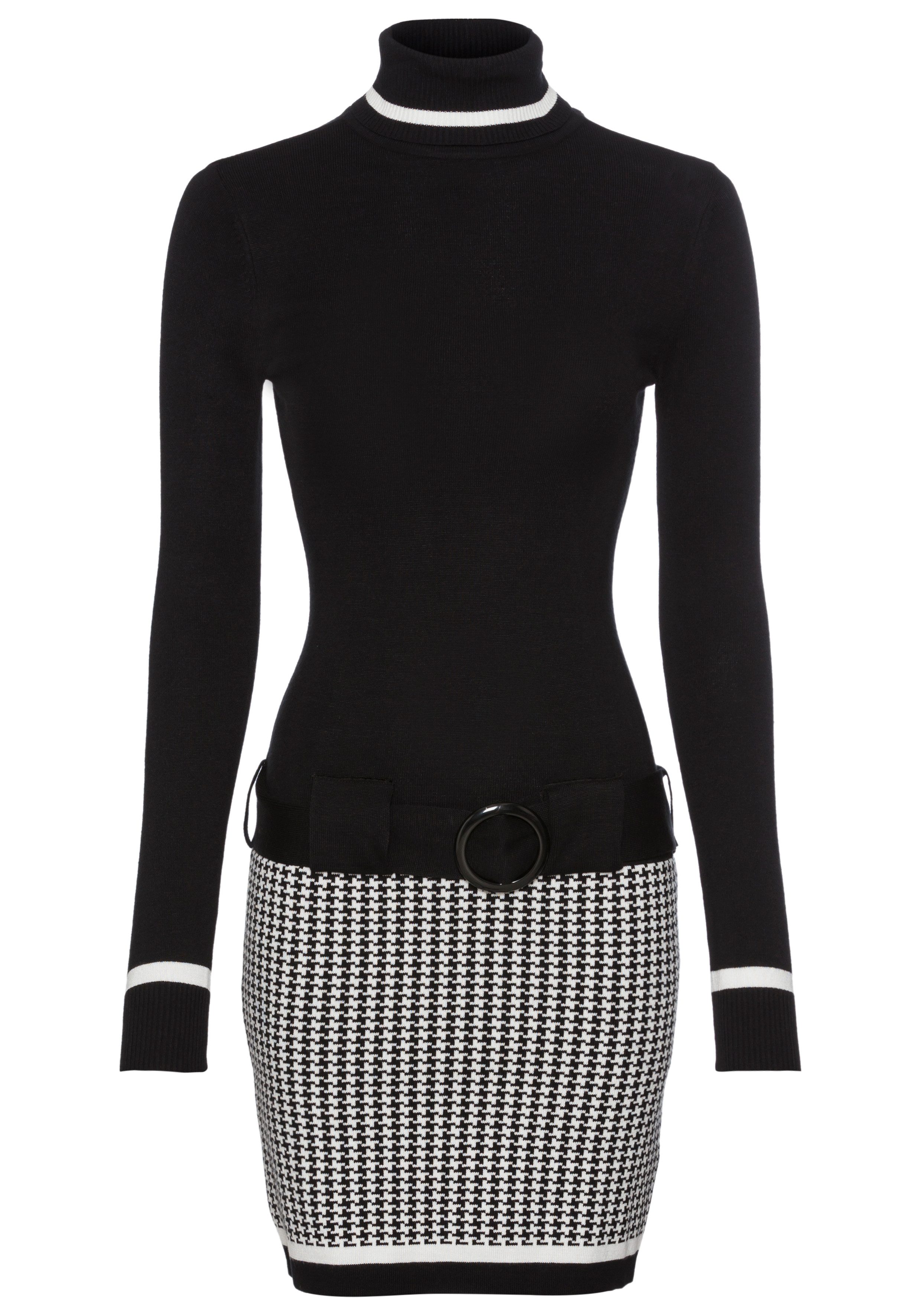 Laura Scott Gebreide jurk in retro-look met riem