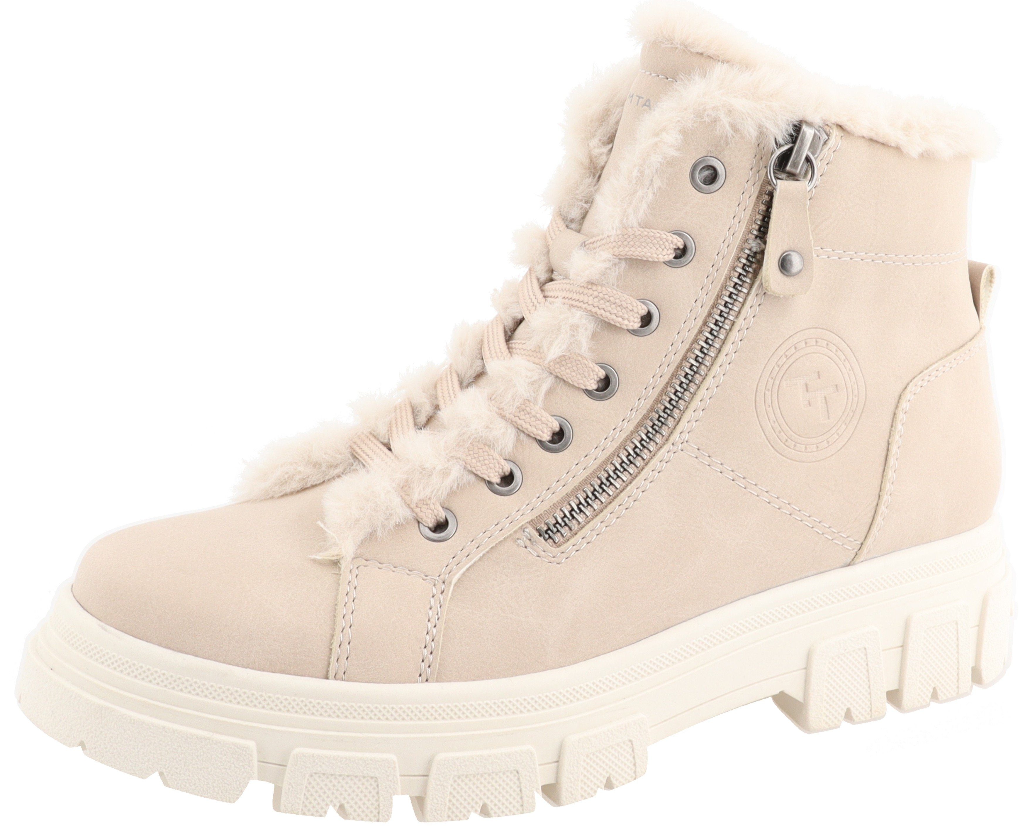 Tom Tailor Winterlaarzen met sierrits aan de buitenkant dames winterlaarsjes maat 37 EU beige
