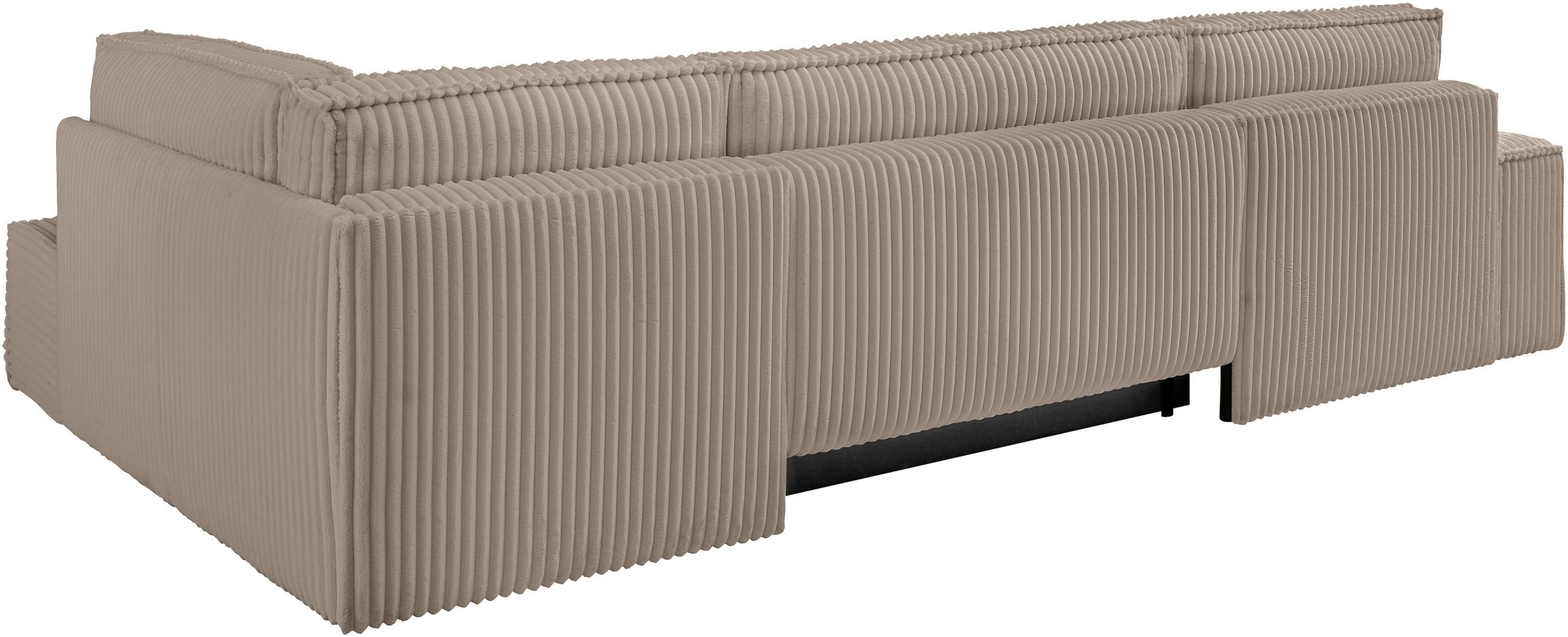 andas Zithoek FINNLEY, U-Vorm XXL 329 cm, Slaapbank, Slaapfunctie m. Bedlade