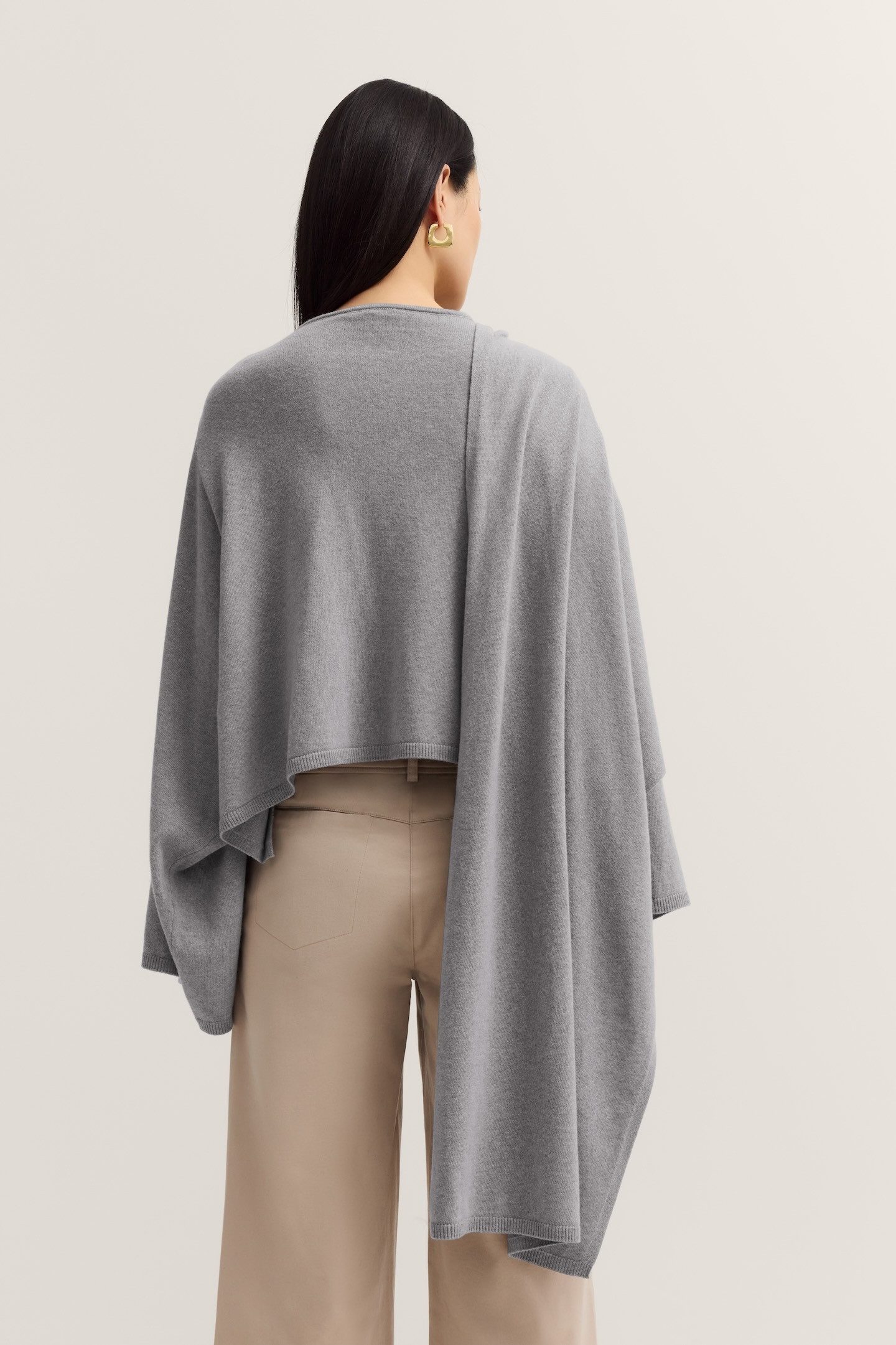 Bugatti Gebreide cape Ronde hals van wol-kasjmiermix