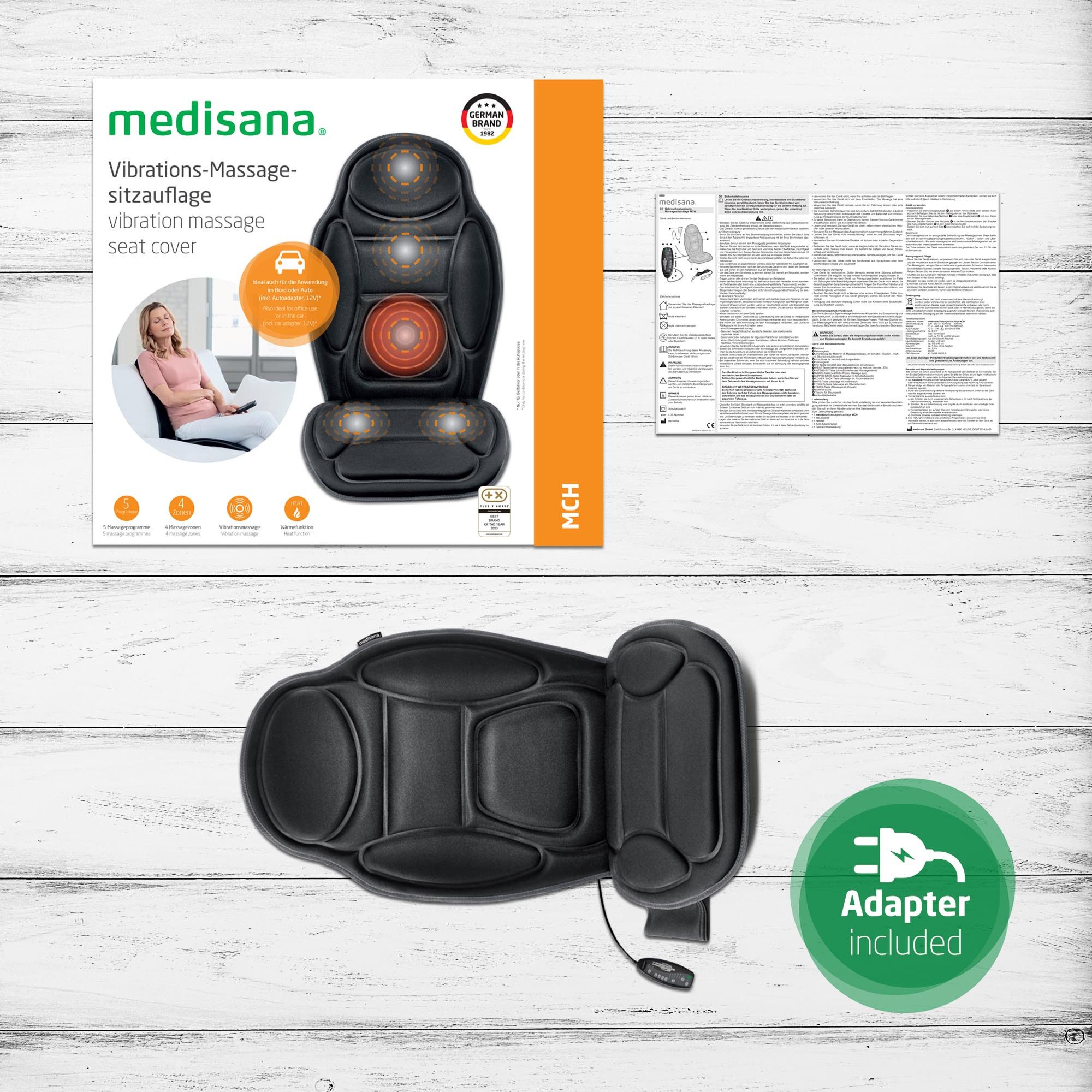 Medisana Massagekussen MCH 88935 4 massagezones, 3 intensiteiten, 5 programma's, inschakelbare warmte