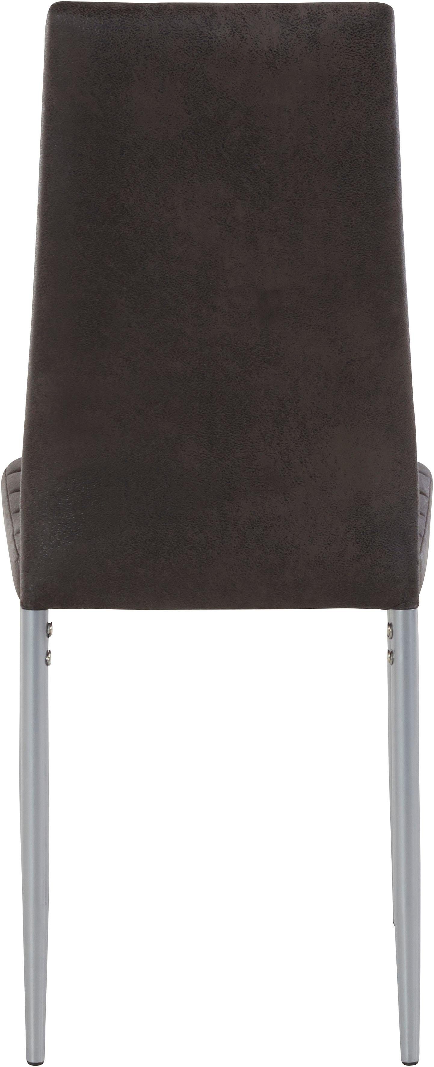 INOSIGN Eetkamerstoel Kate Bekleding van microvezel, vintage, zilverkleurig, metalen frame (set)