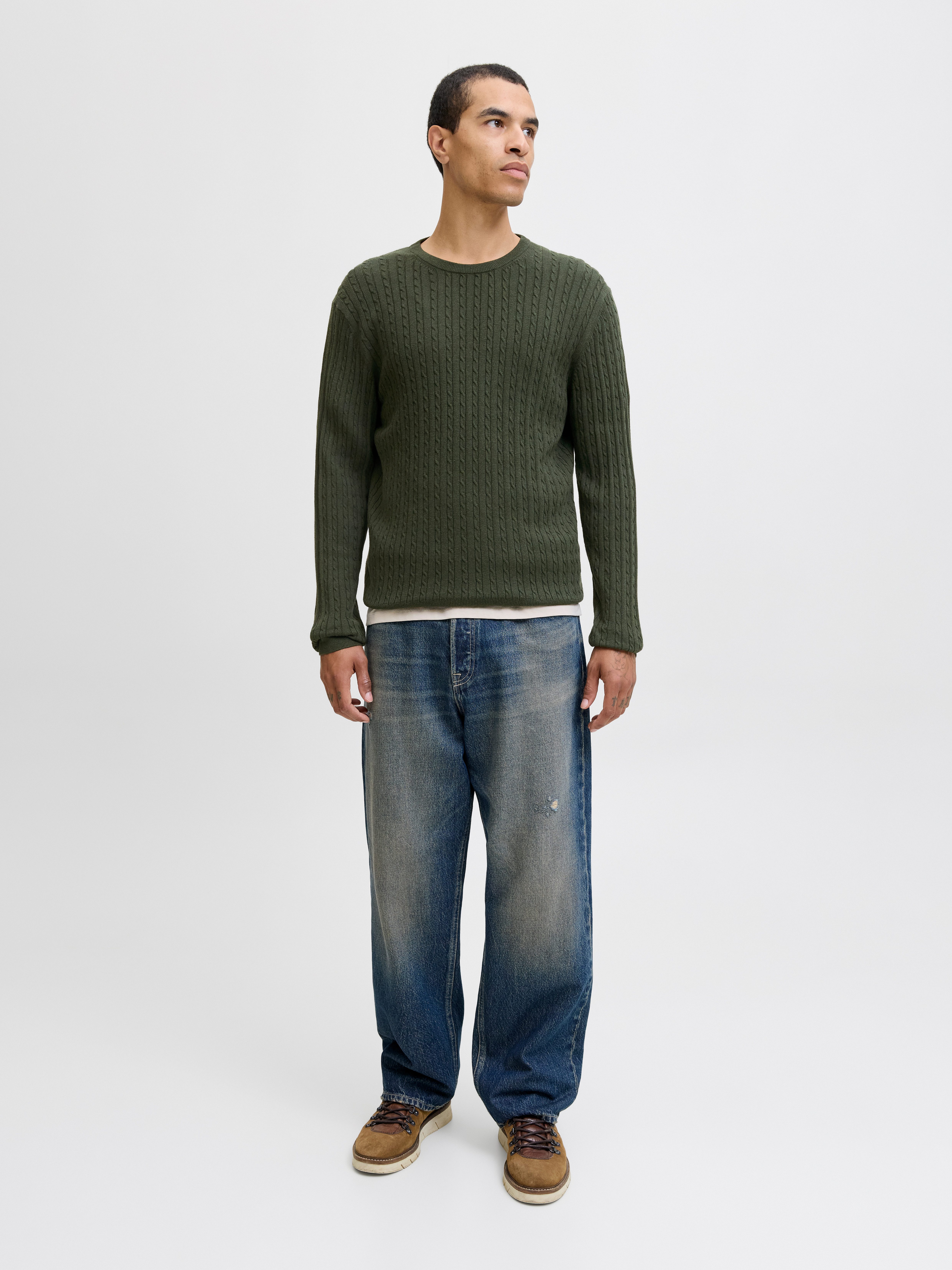 Jack & Jones Gebreide trui JJEEMIL KNIT CABLE CREW NECK NOOS