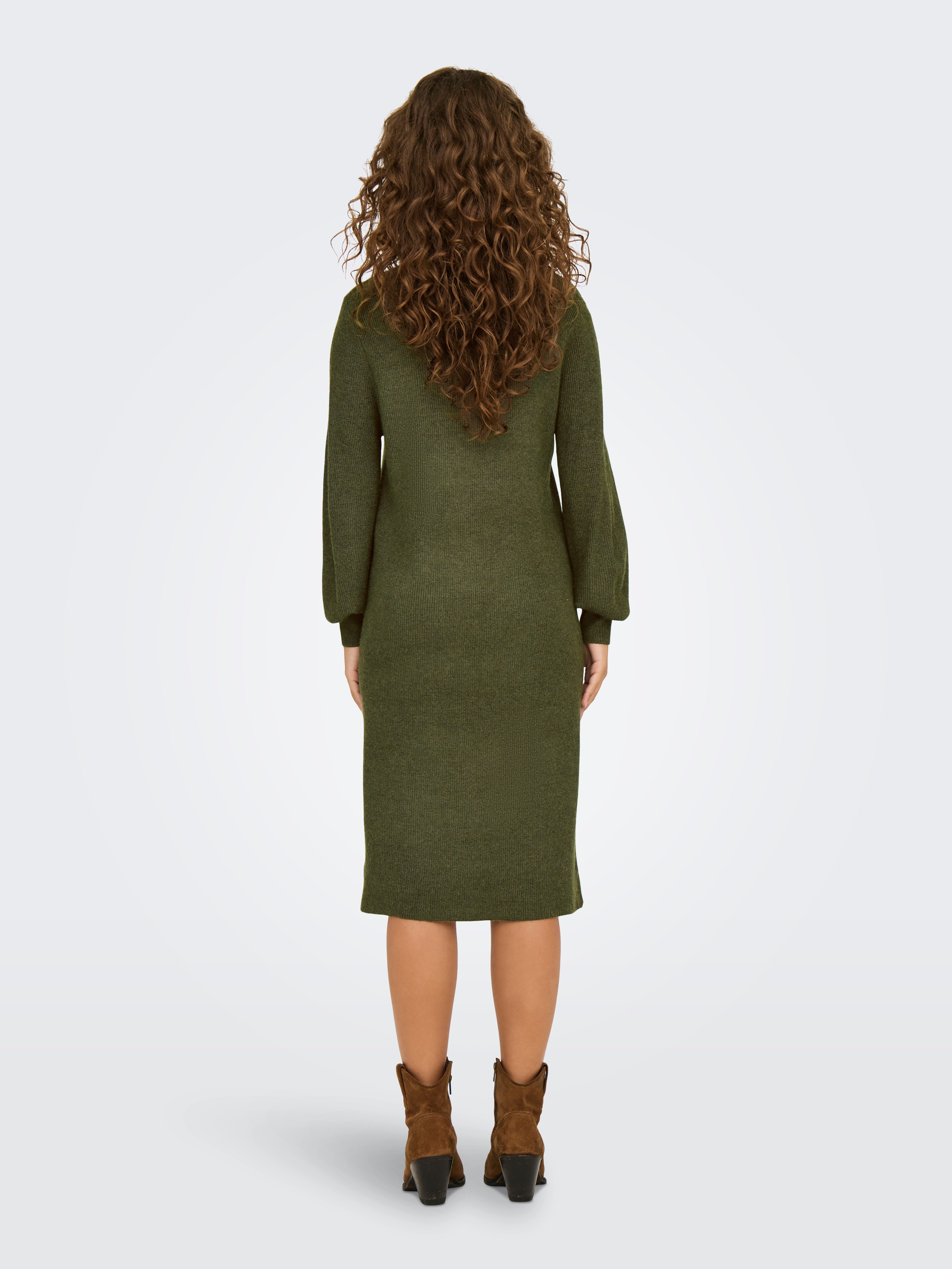 Only Gebreide jurk ONLKATIA LS V-NECK DRESS NCA KNT