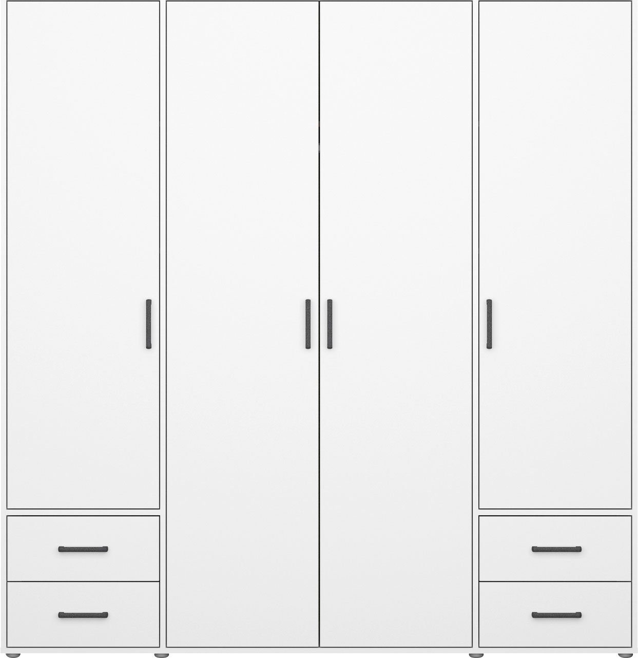 rauch Draaideurkast Kledingkast kast garderobe linnenkast VOYAGER moderne grepen in grijs metallic met buitenlades made in germany