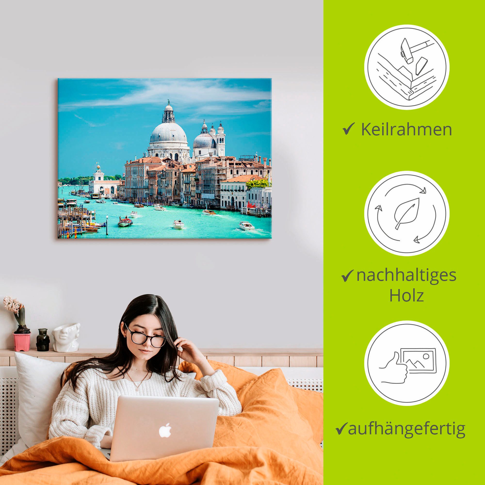 Artland Artprint op linnen Venetië gespannen op een spieraam