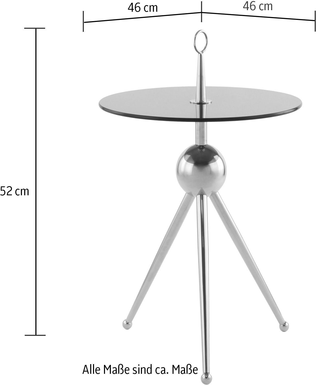 Kayoom Bijzettafel Ontario 325, ronde glasplaat van veiligheidsglas, 100% roestvrij staal (1 stuk)