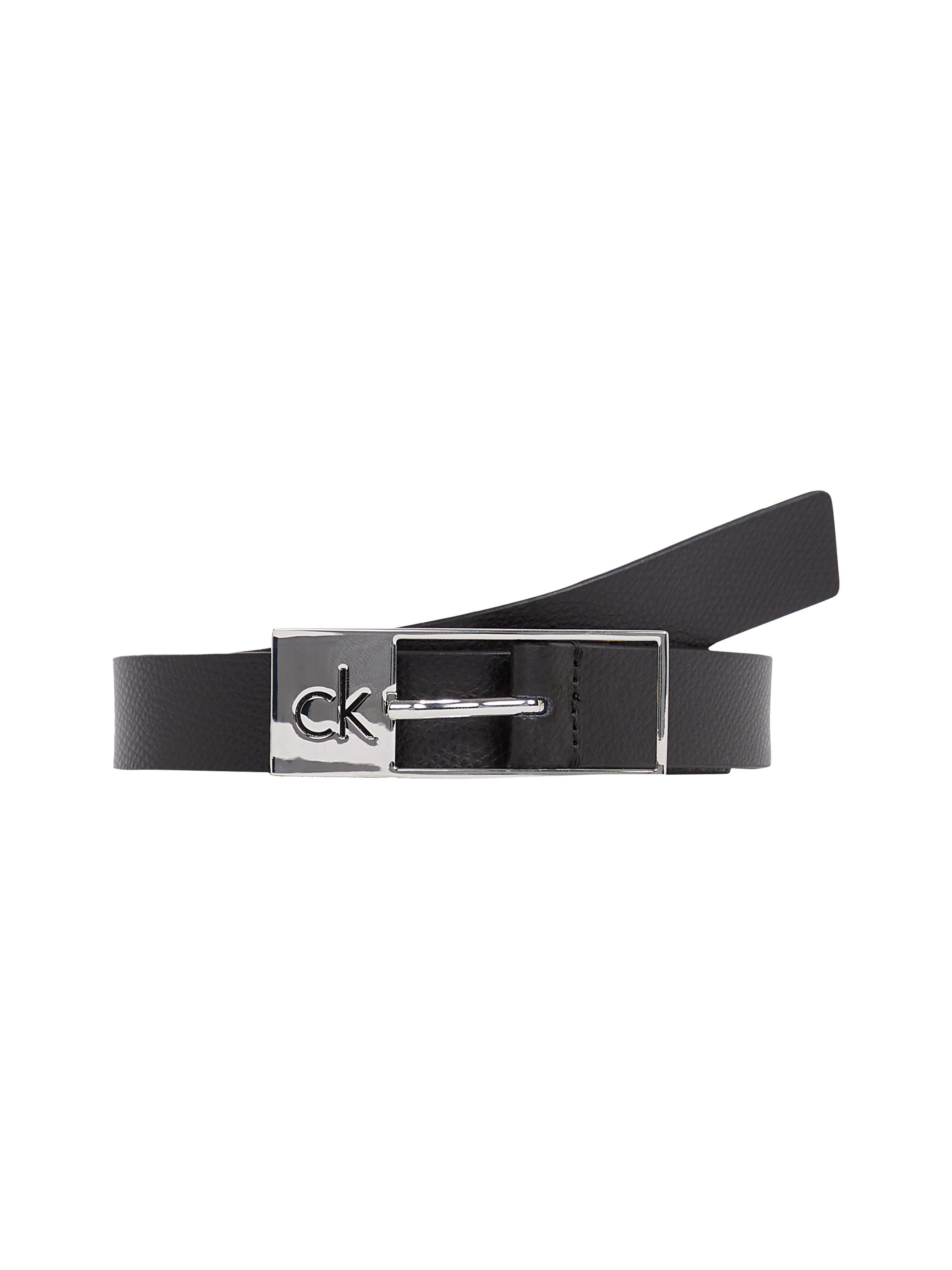 Calvin Klein Leren riem CK CUT SQUARE BUCKLE 2.0_CAVIAR Logoprand eenvoudige doornsluiting