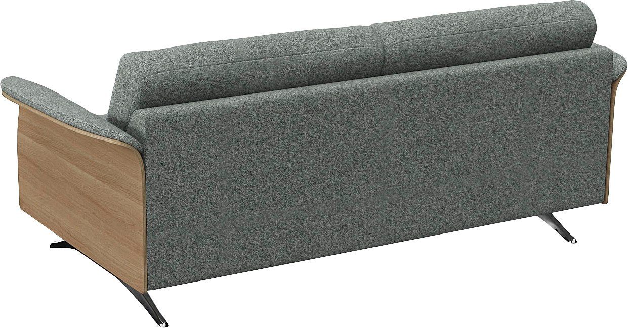 FLEXLUX 2,5-zitsbank Glow sofa, bank Premium zit: koudschuim & vering, armleuning van geolied eiken, voet van aluminium