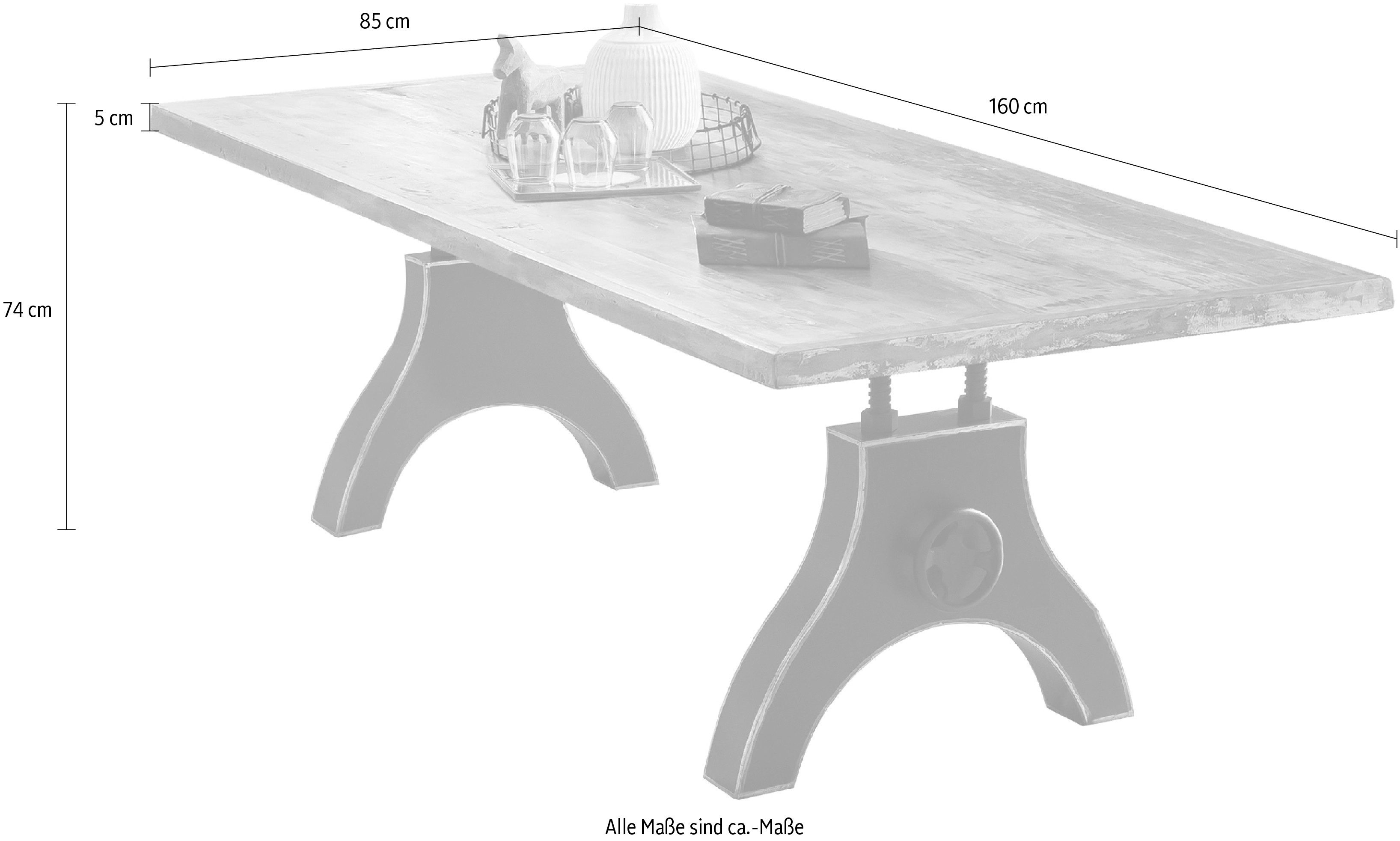 SIT Eettafel Blad van kleurrijk gelakt oud hout