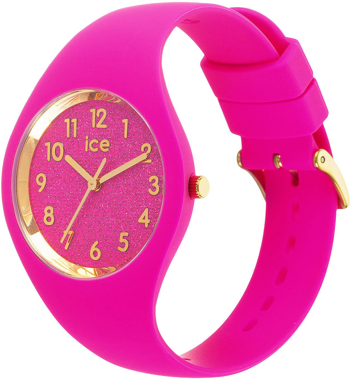 ice-watch Kwartshorloge ICE glitter - Neon pink - Small - 3H, 021224 Armbanduhr, dameshorloge, siliconen band, tot 10 bar waterdicht