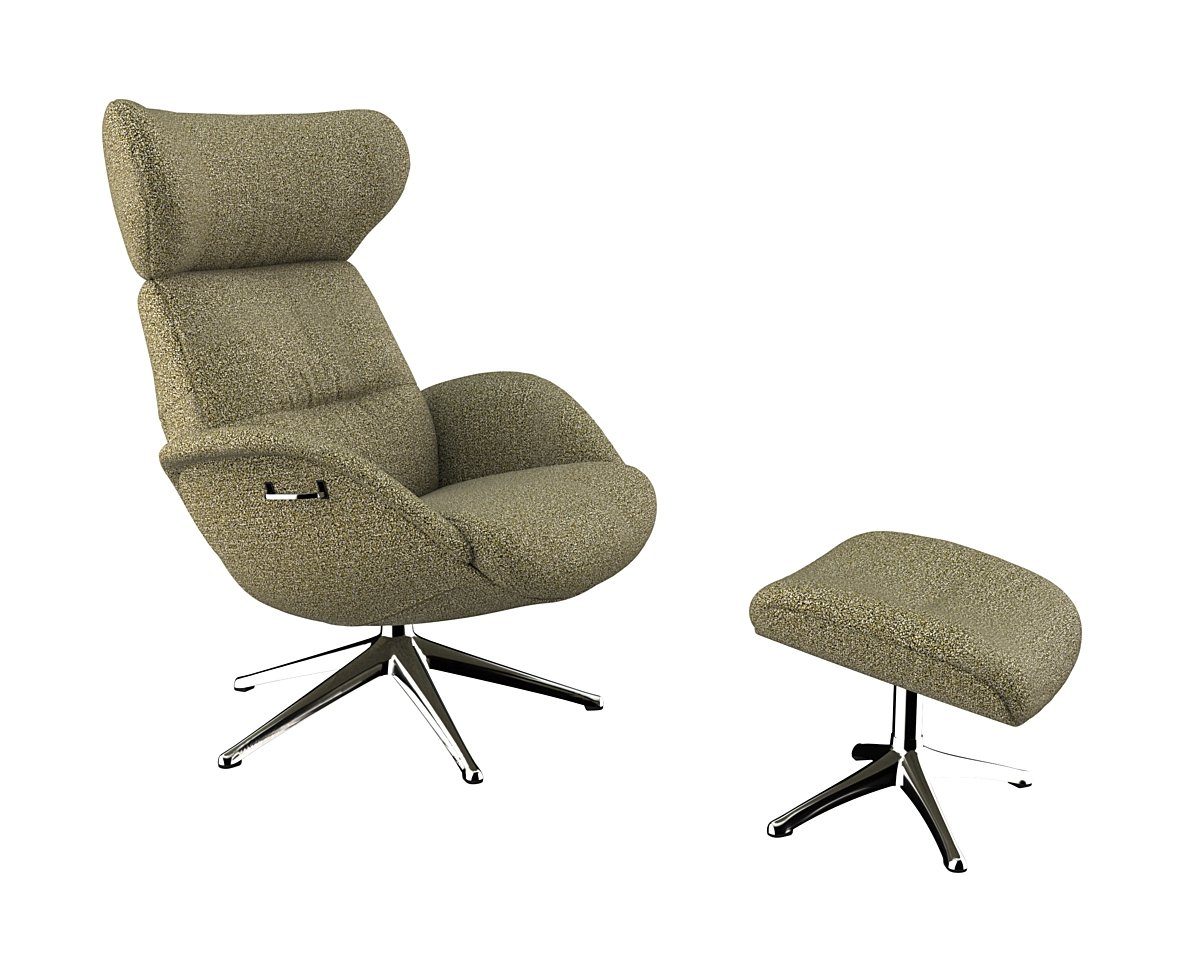 FLEXLUX Relaxfauteuil More, functionele stoel, gestoffeerde stoel, armleunstoel, TV-fauteuil Premium comfort, rug- en hoofdeindeverstelling, draaibaar, voet van aluminium