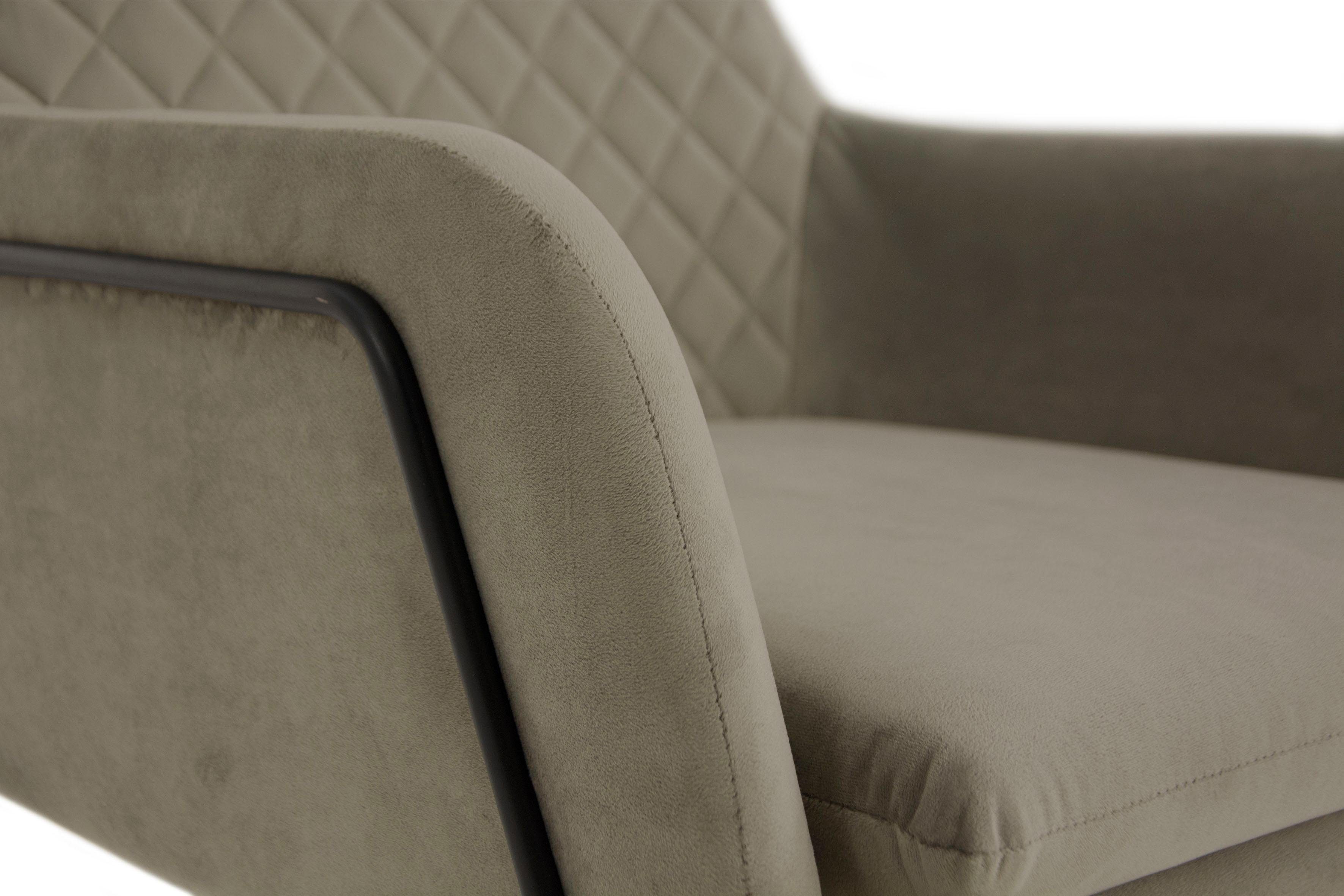 Leonique Fauteuil Olo cocktailsessel met ruit-stempeldruk in de rugleuning en beugelonderstel van metaal