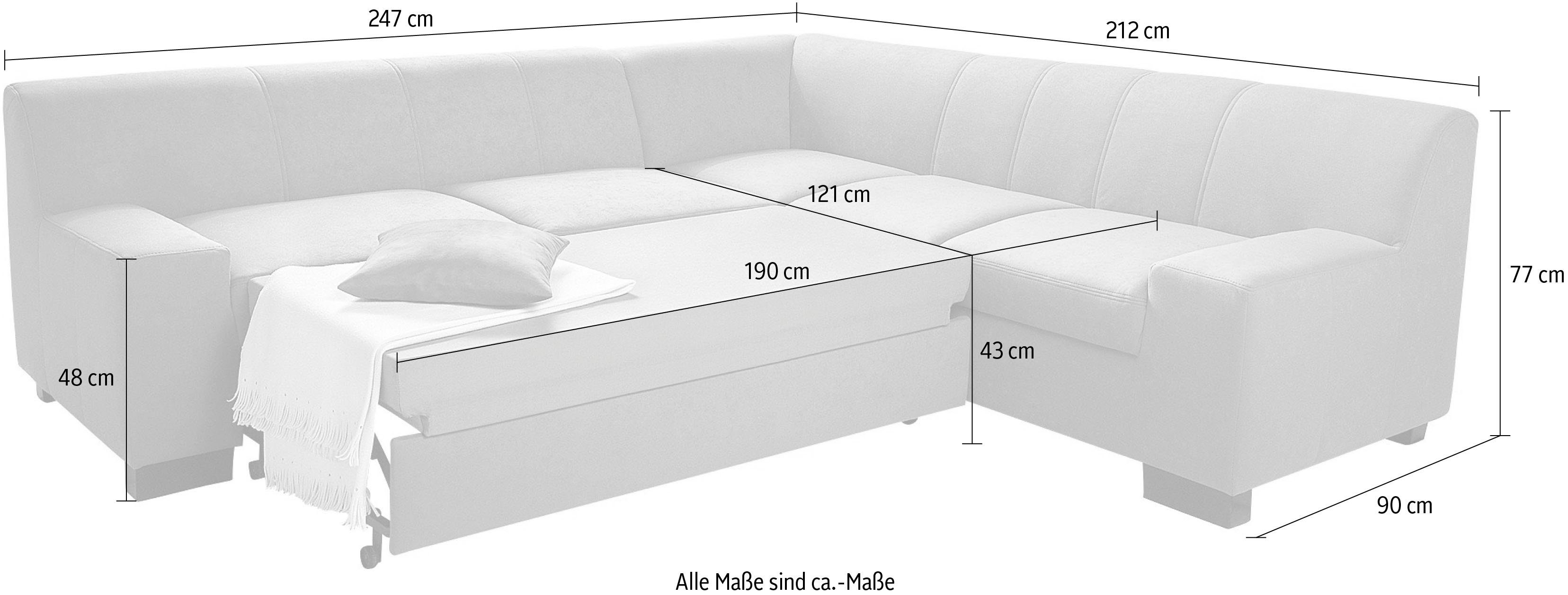 DOMO collection Hoekbank Norma Top, elegant en modern, platte armleuningen, L-vorm