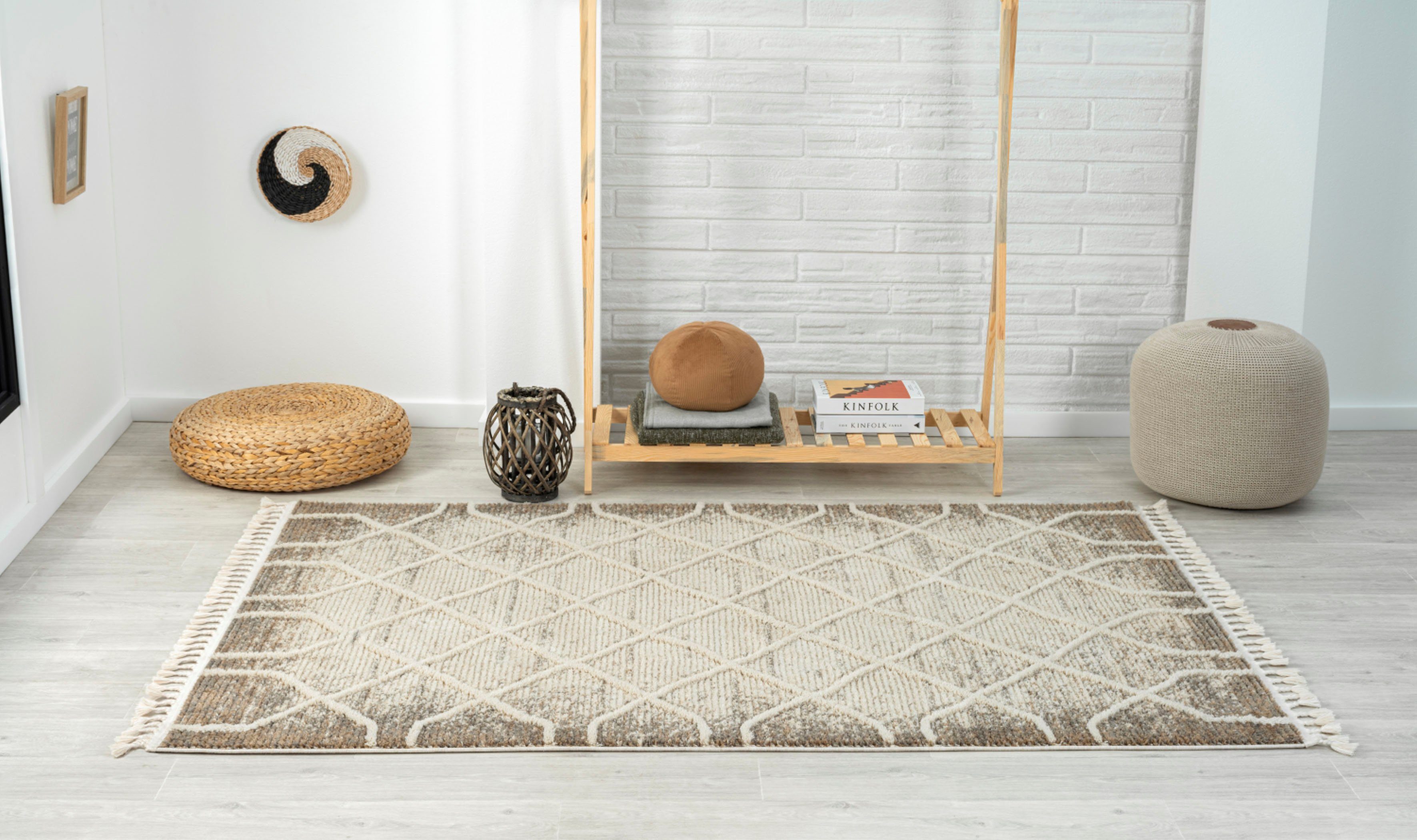 Myflair Möbel & Accessoires Vloerkleed Enya 1 voorraadopruiming Shaggy in Scandi-look, hoog-laag effect, licht glanzend