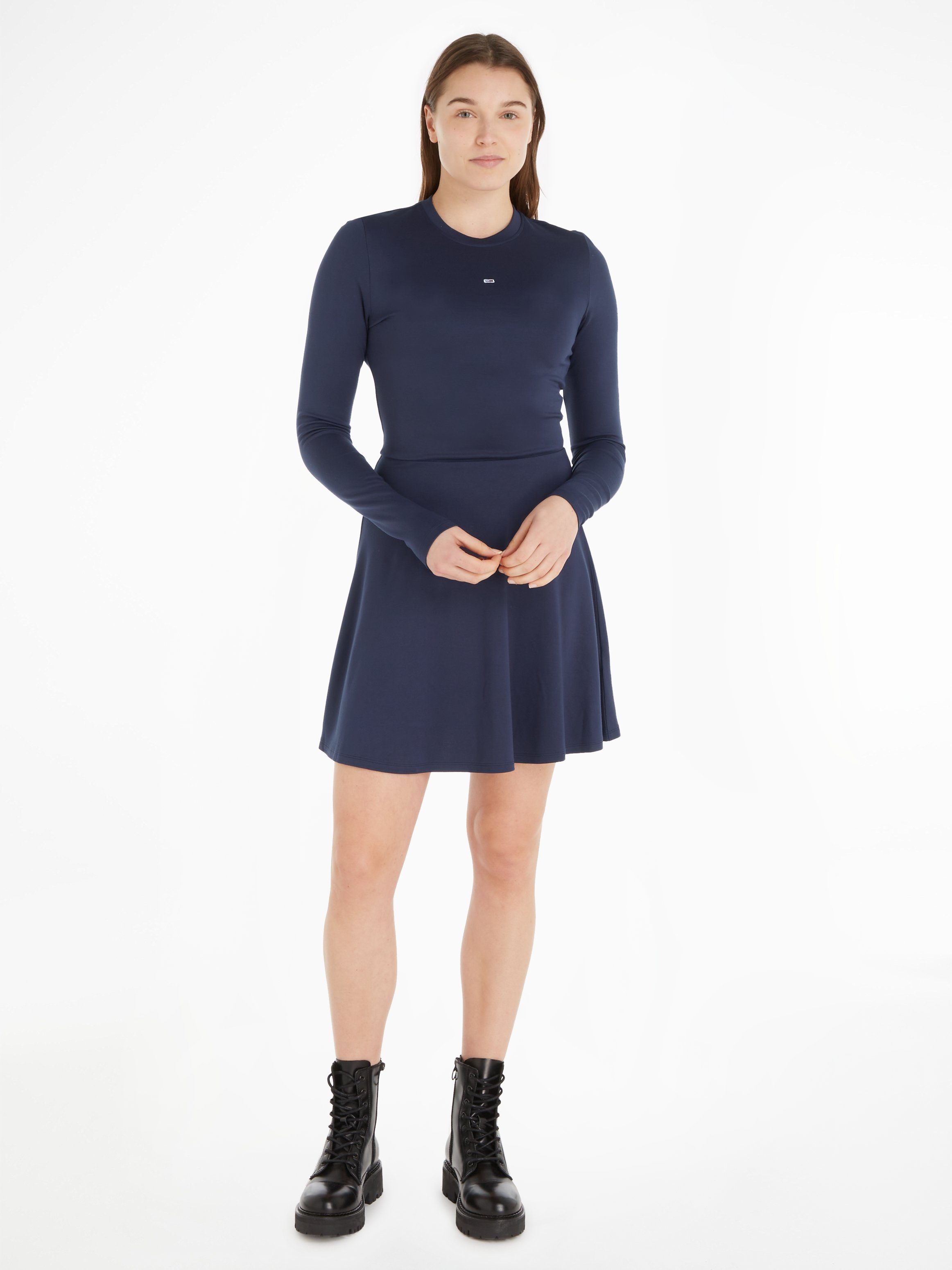 TOMMY JEANS Skaterjurk TJW LS FIT & FLARE DRESS met tommy jeans-merklabel