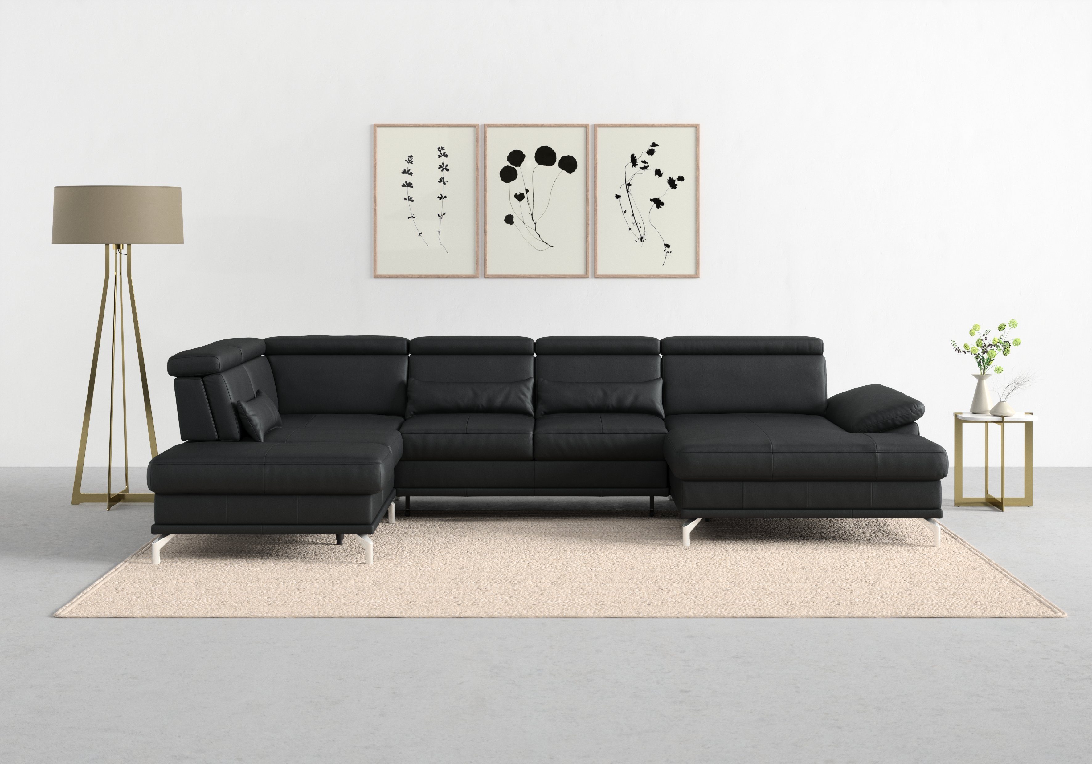 sit&more Zithoek Cabrio U-vorm, met zitdiepteverstelling, arm- en hoofdsteunverstelling