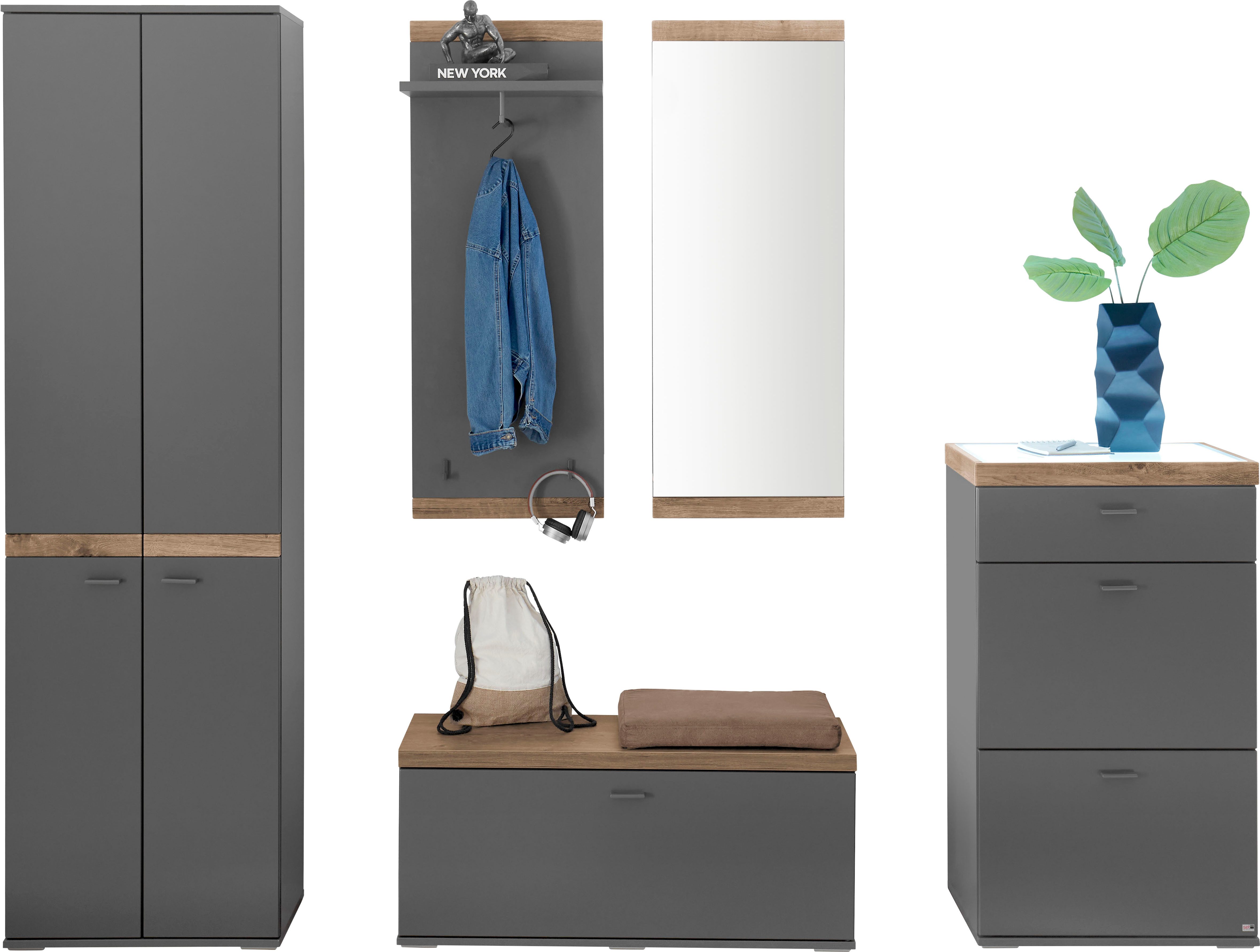 set one by Musterring Compact kapstokmeubel Lancaster Dielen bestaande uit 5 delen, verkrijgbaar in twee kleuren, totale breedte 240 cm (5 stuks)