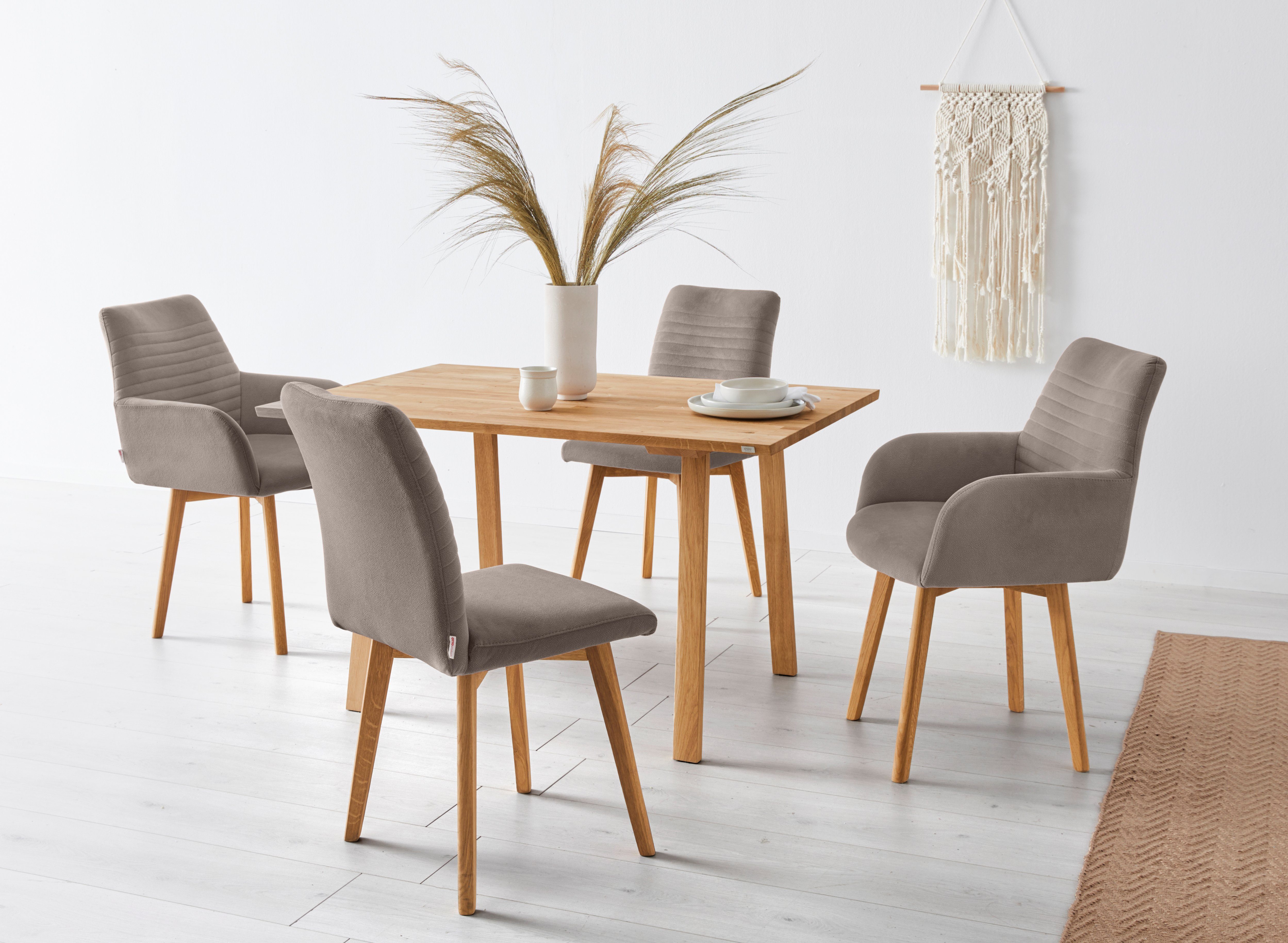 OTTO products Eetkamerstoel Alessja Bekleding van microvezel, frame van eiken massief hout (set, 2 stuks)