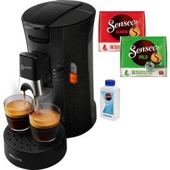 senseo koffiepadautomaat select eco csa240-20, inclusief gratis toebehoren ter waarde van € 14,- zwart