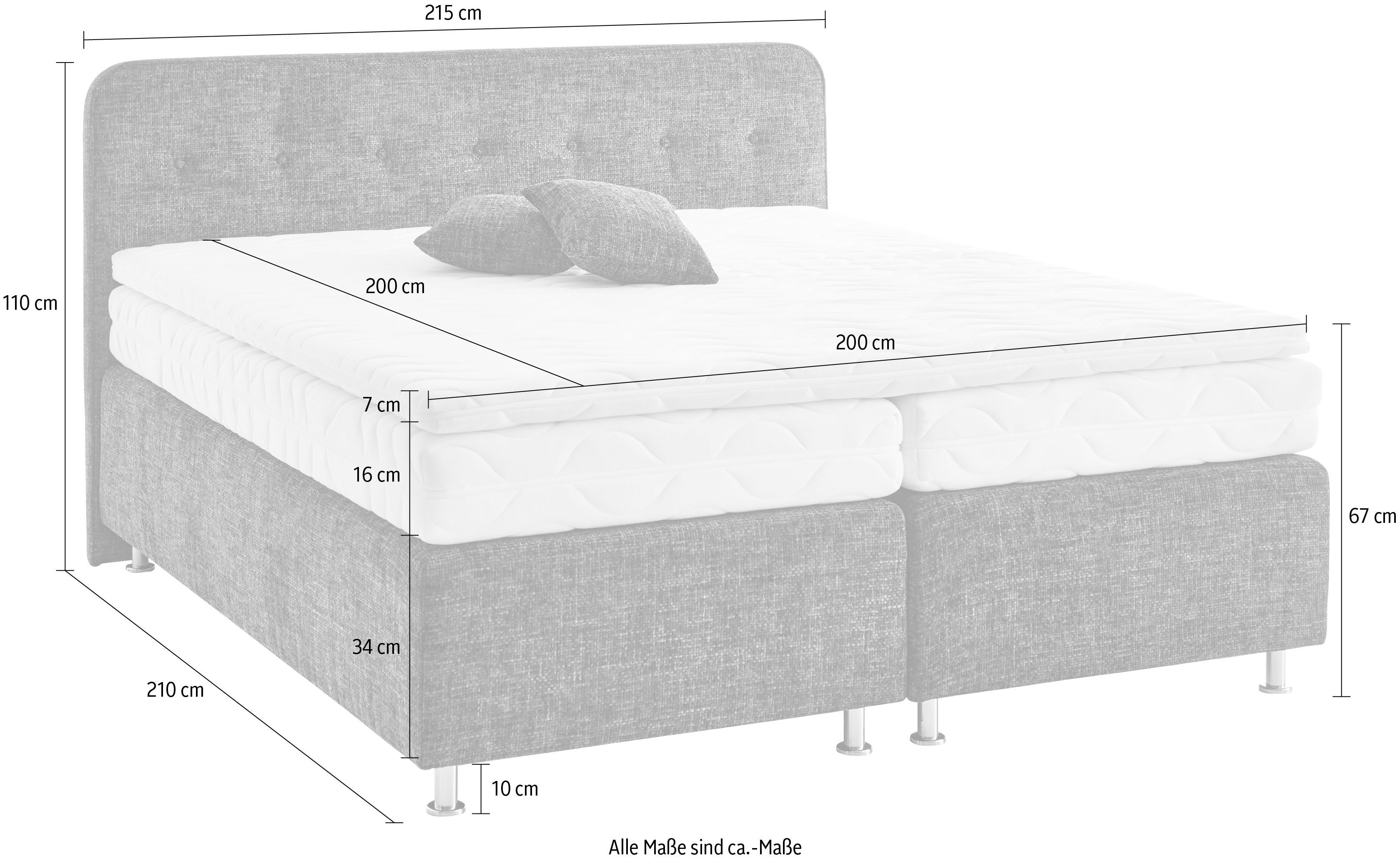 Westfalia Polsterbetten Boxspring Sapporo Incl. sierkussen, kiesbaar in H2, H3 & H4