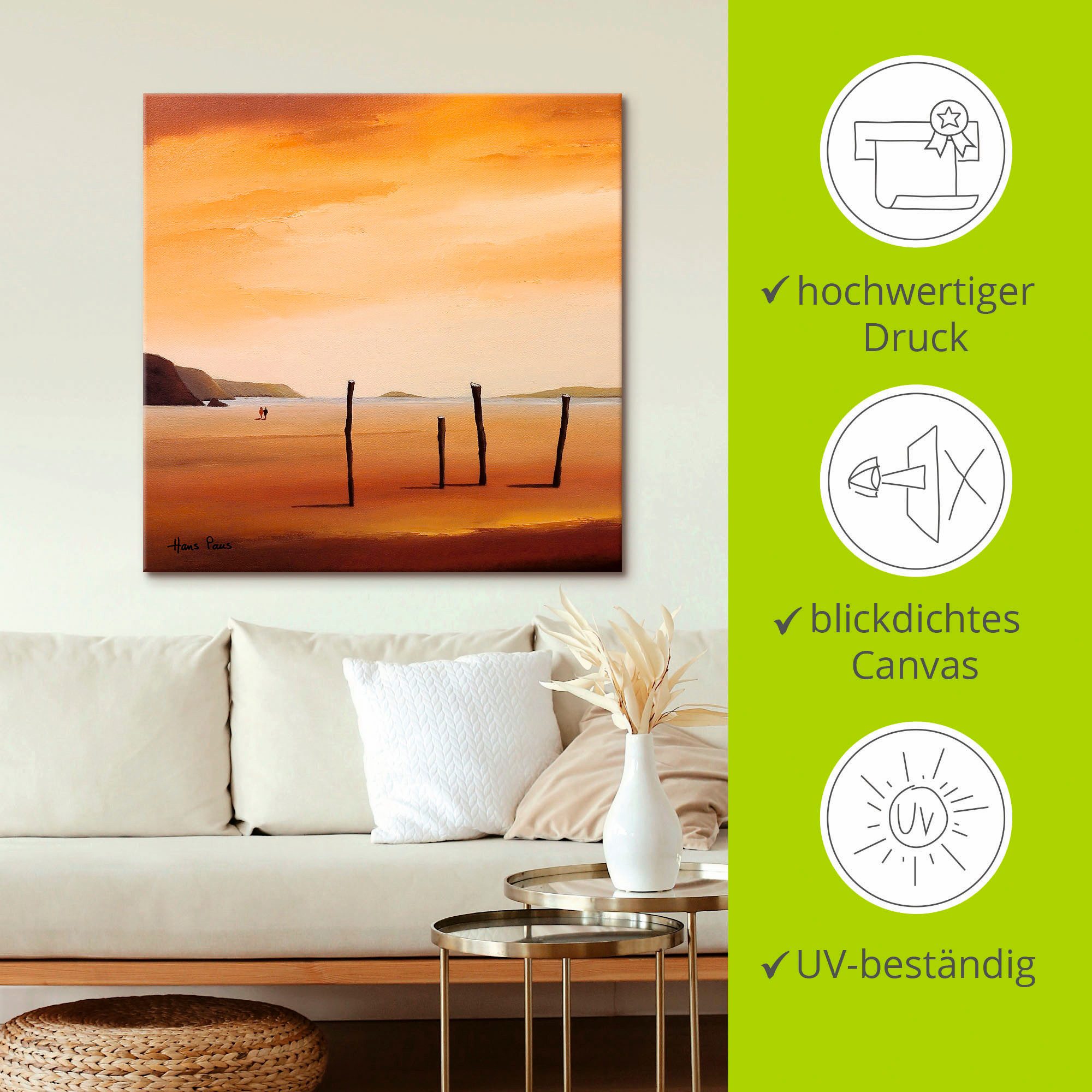 Artland Artprint op linnen Avond II gespannen op een spieraam