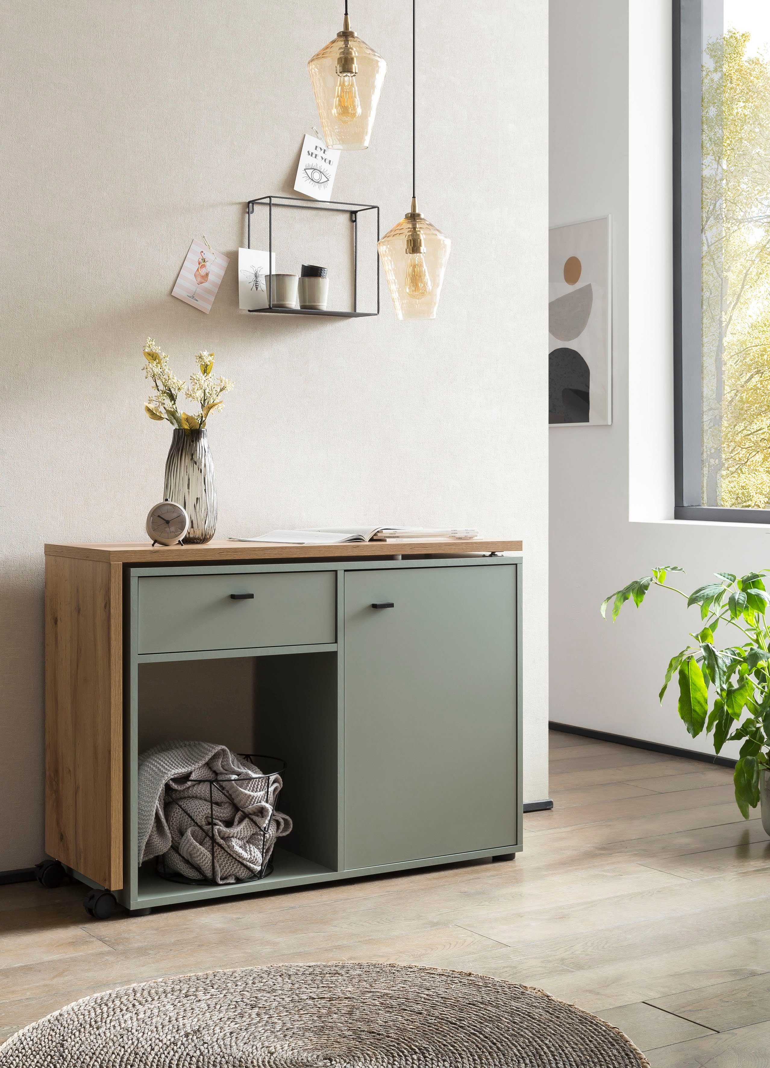 Schildmeyer Bureau Tiny Working praktisch in het thuiskantoor, dressoir met flexibele werkblad