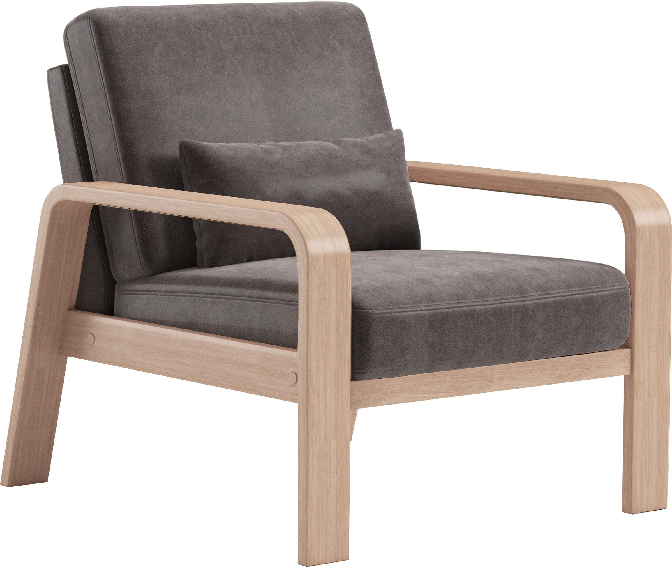 sit&more Fauteuil Kolding Armleuningen van natuurlijk beukenhout, verschillende bekledingen en kleuren