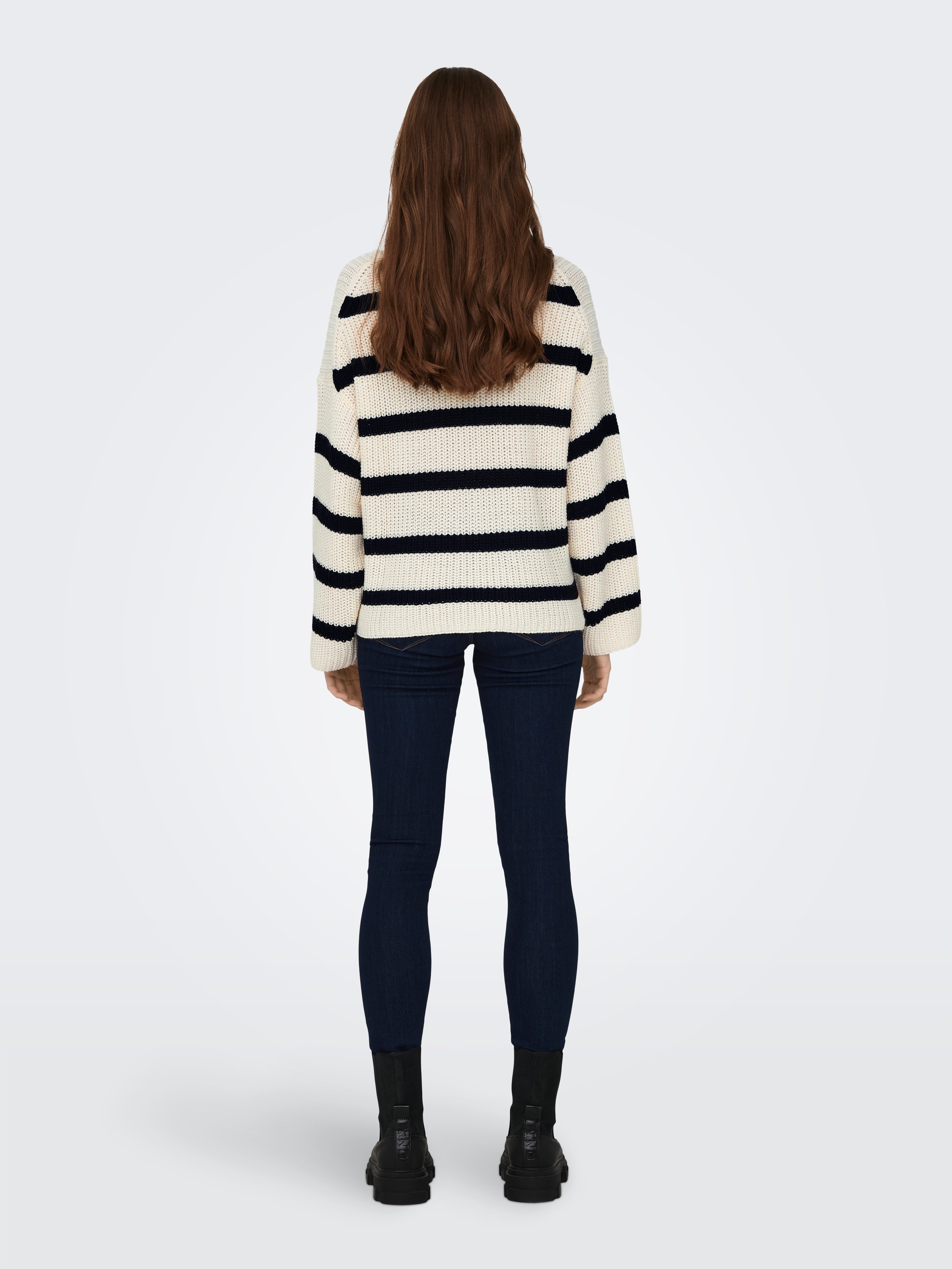 JDY Gebreide trui JDYJUSTY L/S STRIPE PULLOVER KNT NOOS