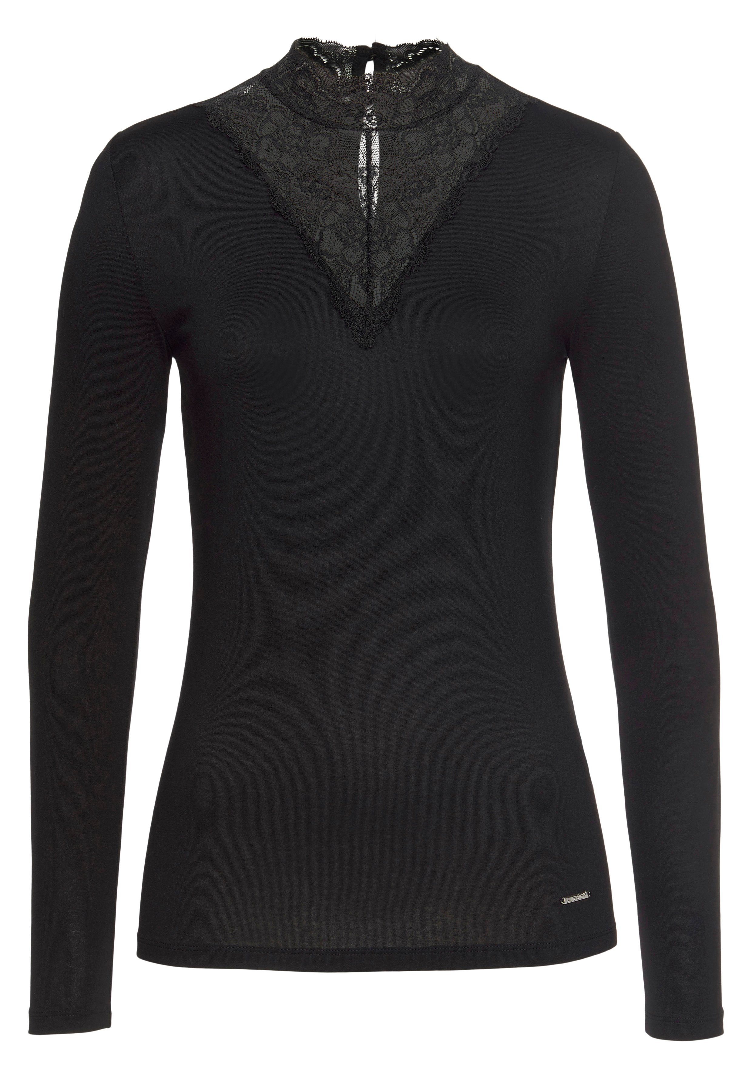 Laura Scott Shirt met lange mouwen figuurvolgende pasvorm, lange mouwen, met staande kraag