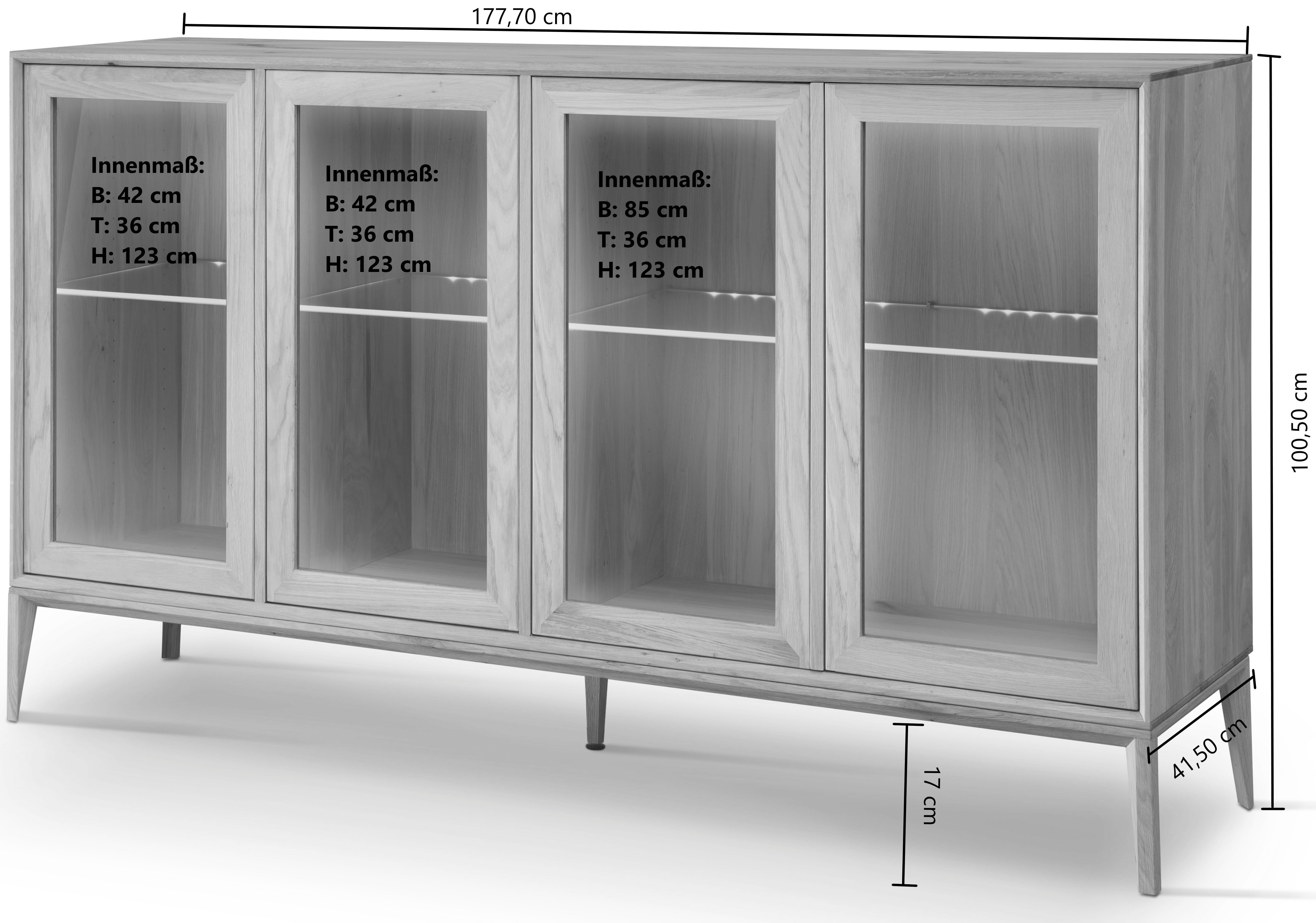 Home affaire Dressoir Koda inclusief verlichting, verstelbare glazen platen