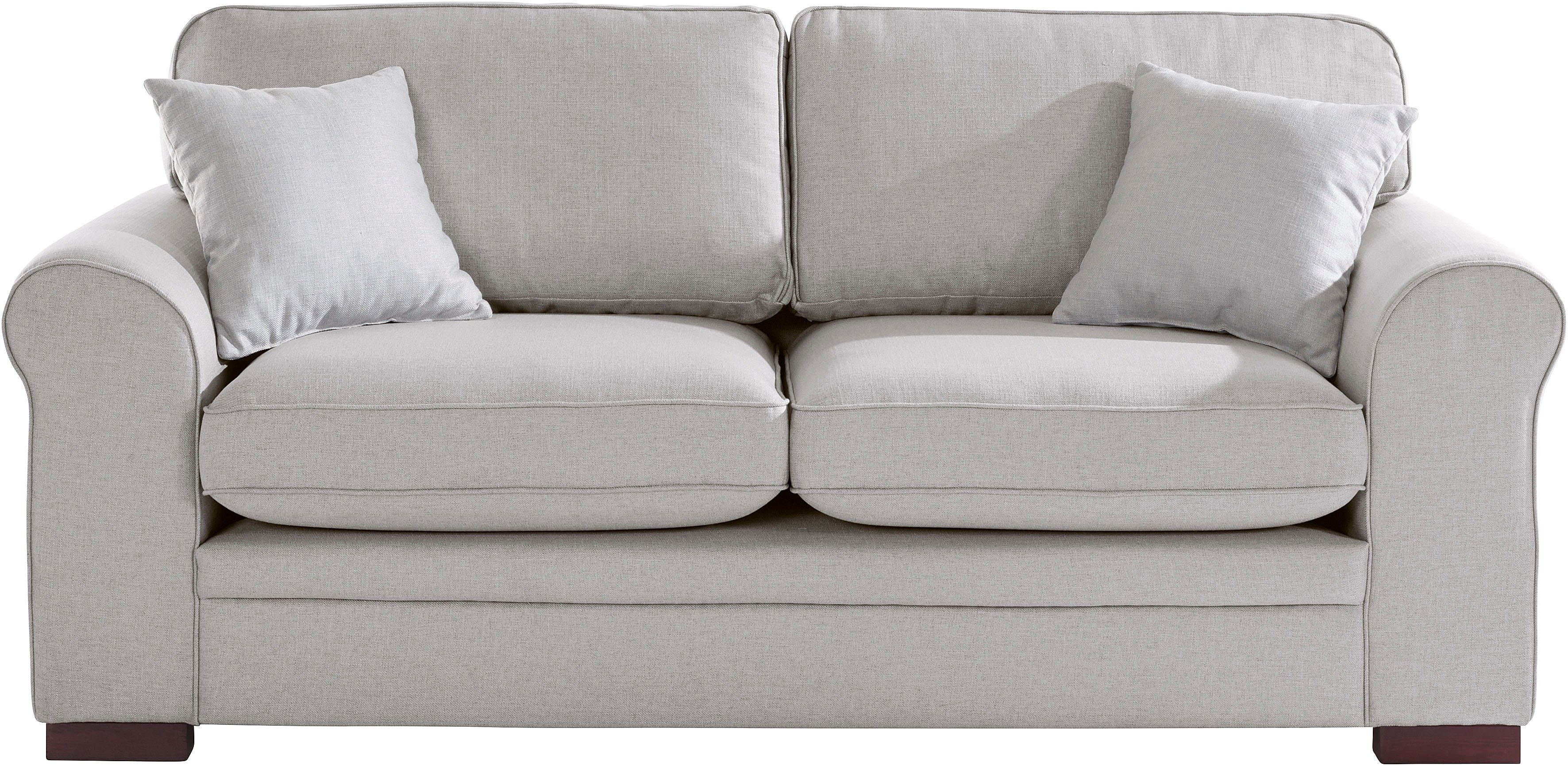 Home affaire 2-zitsbank Broughton zacht zitcomfort, incl. 2 sierkussens, opstaande naad grijs, 2-zitsbanken