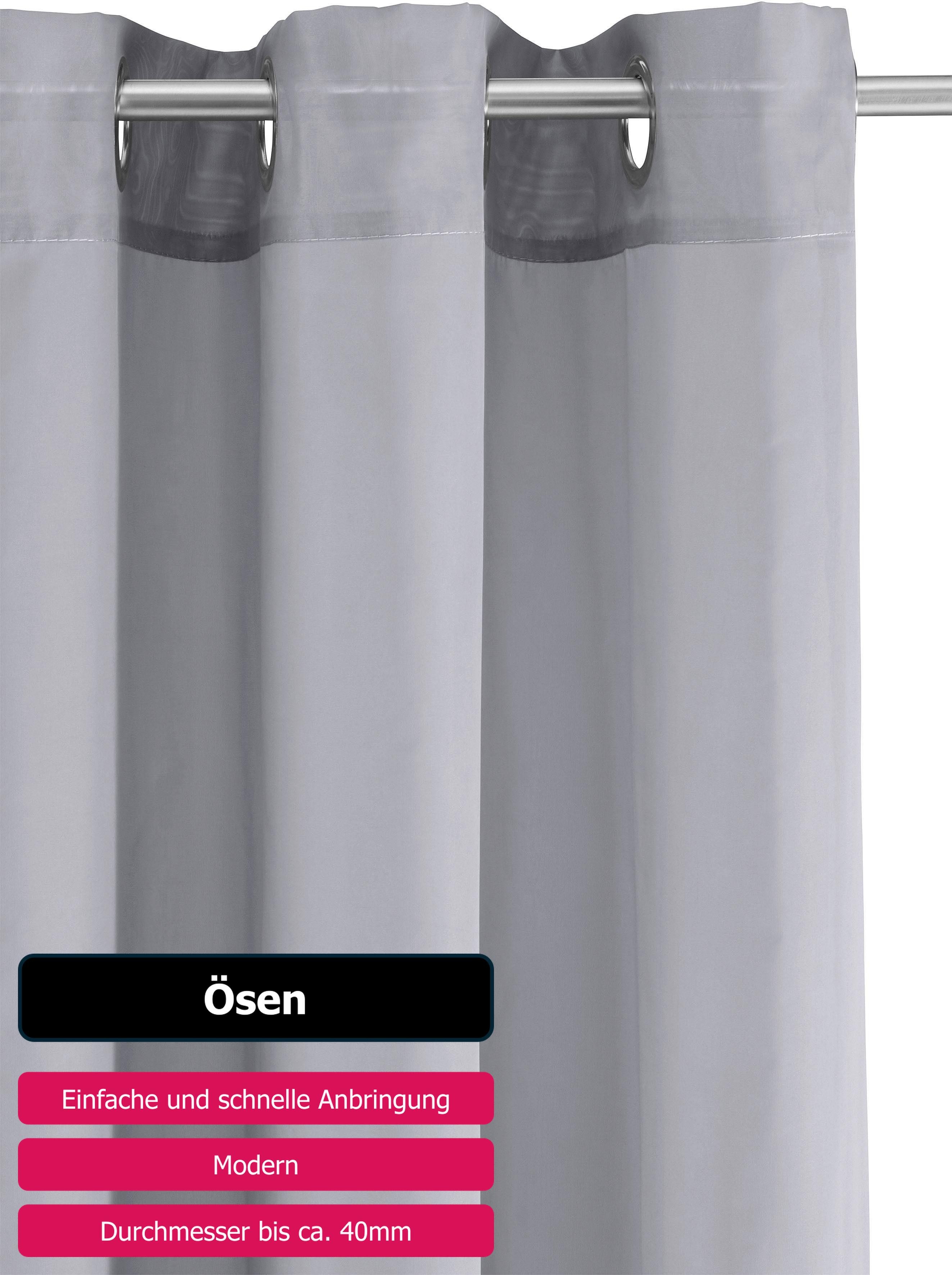 my home Gordijn XANA met ogen, franje of lussen Voile, bestseller, effen, 1 of 2 panels, onderhoudsvriendelijk, eenkleurig