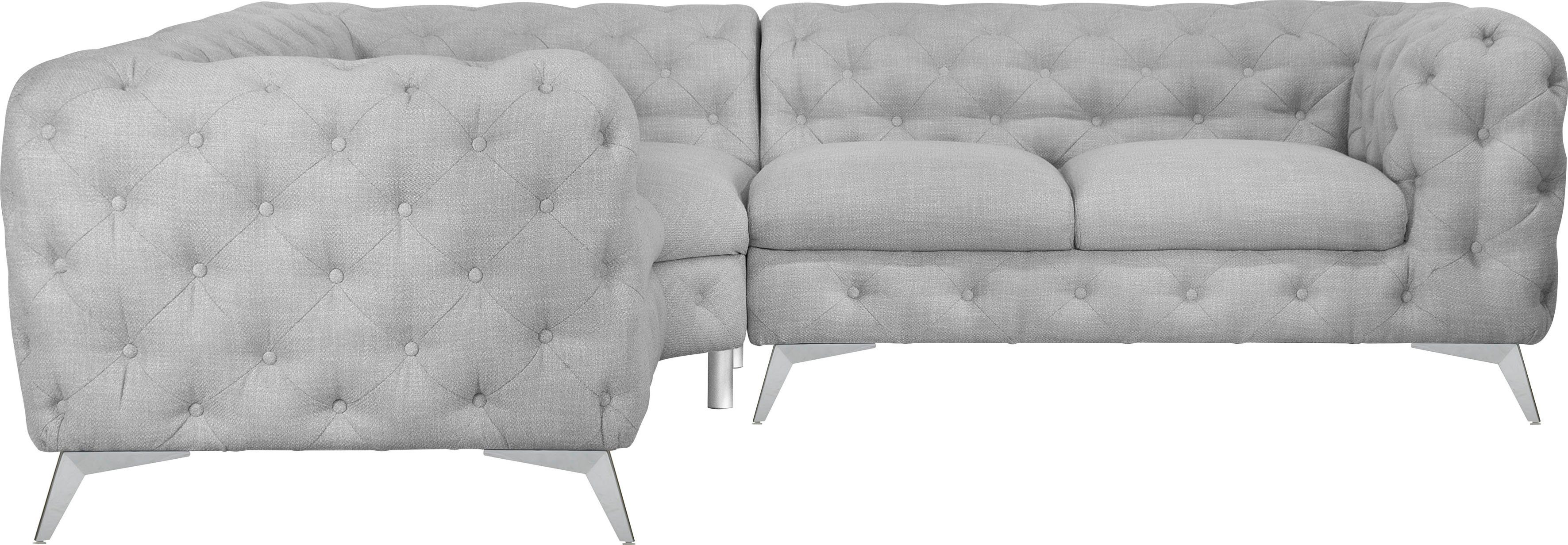 Leonique Chesterfield-bank Glynis L-vorm luxueuze capitonnage, moderne chesterfield look, kleur van de poten ter keuze