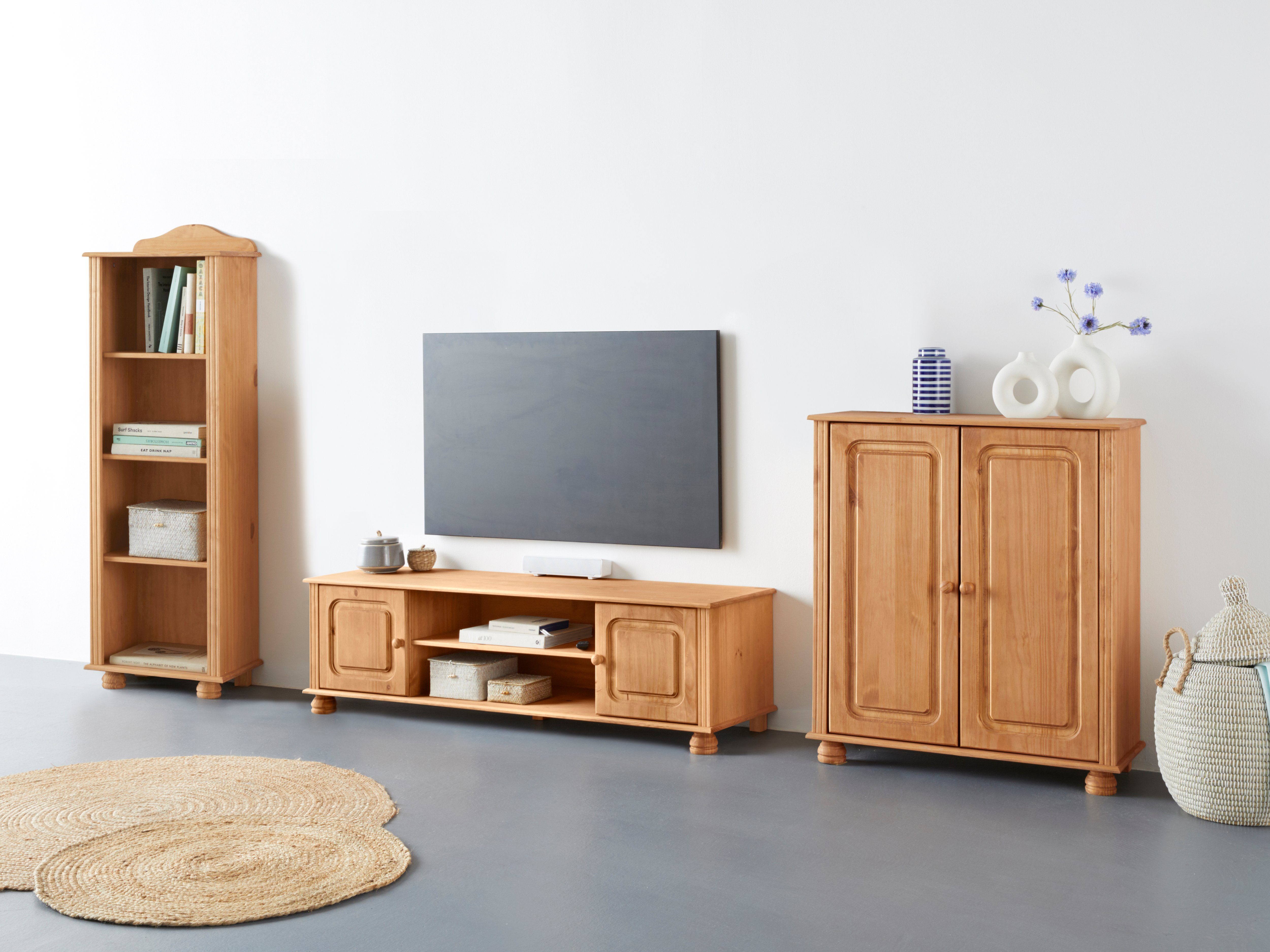 Home affaire Wandmeubel Mette 1 halfhoge kast, 1 boekenkast en 1 tv-meubel zonder wandboard (3-delig)