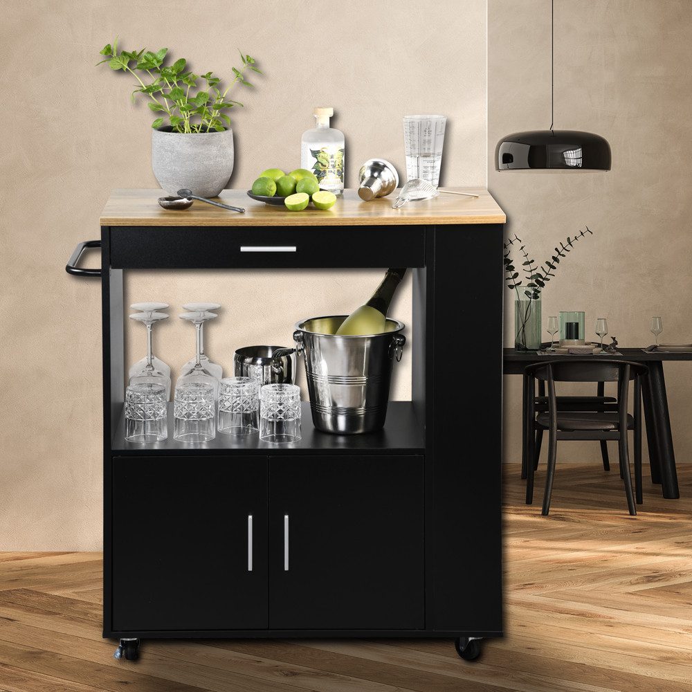 KESPER for kitchen & home Keukentrolley Servieswagen, FSC met 4 volledig beweegbare zwenkwielen