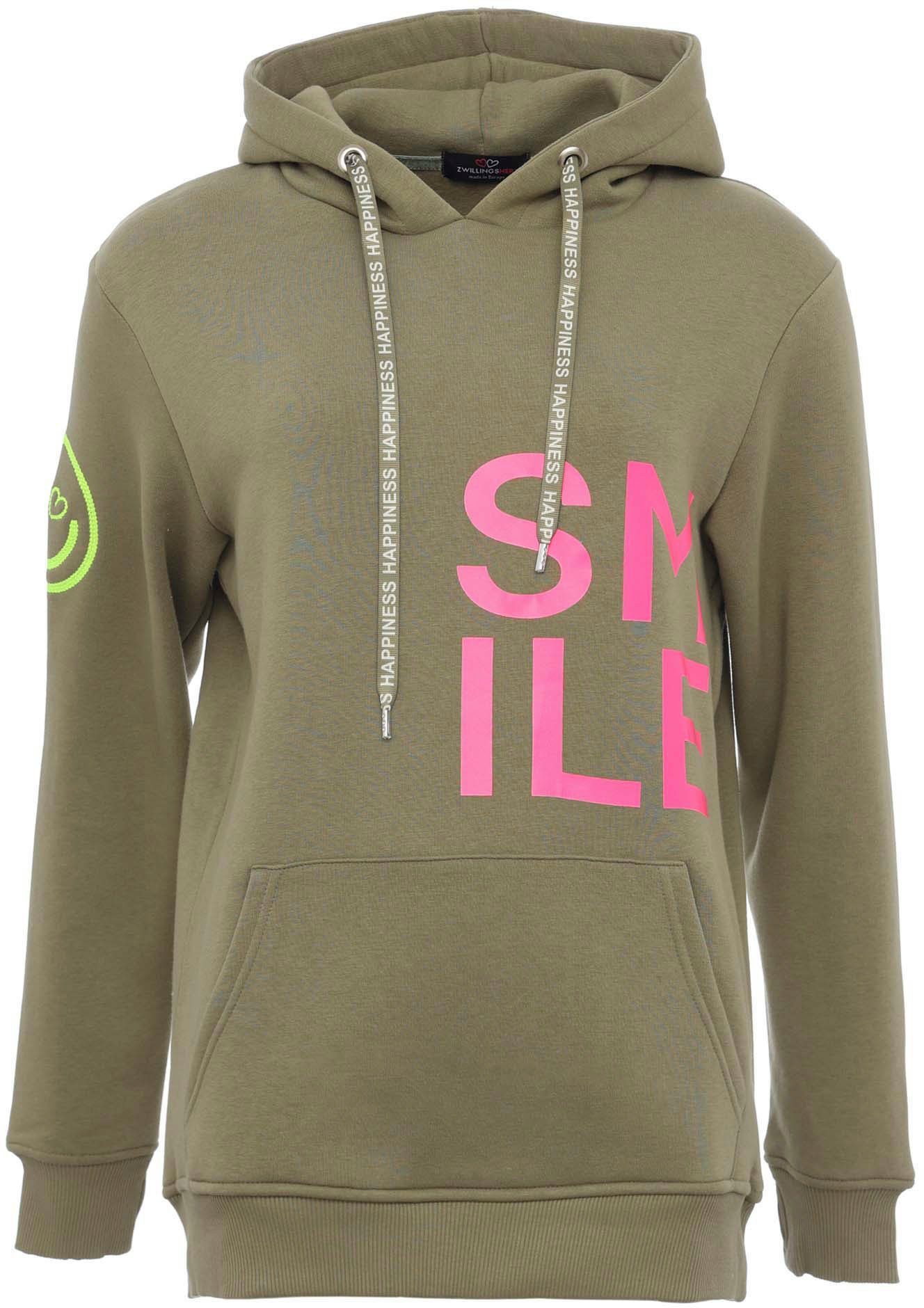 Zwillingsherz Hoodie Alissa met smile-print