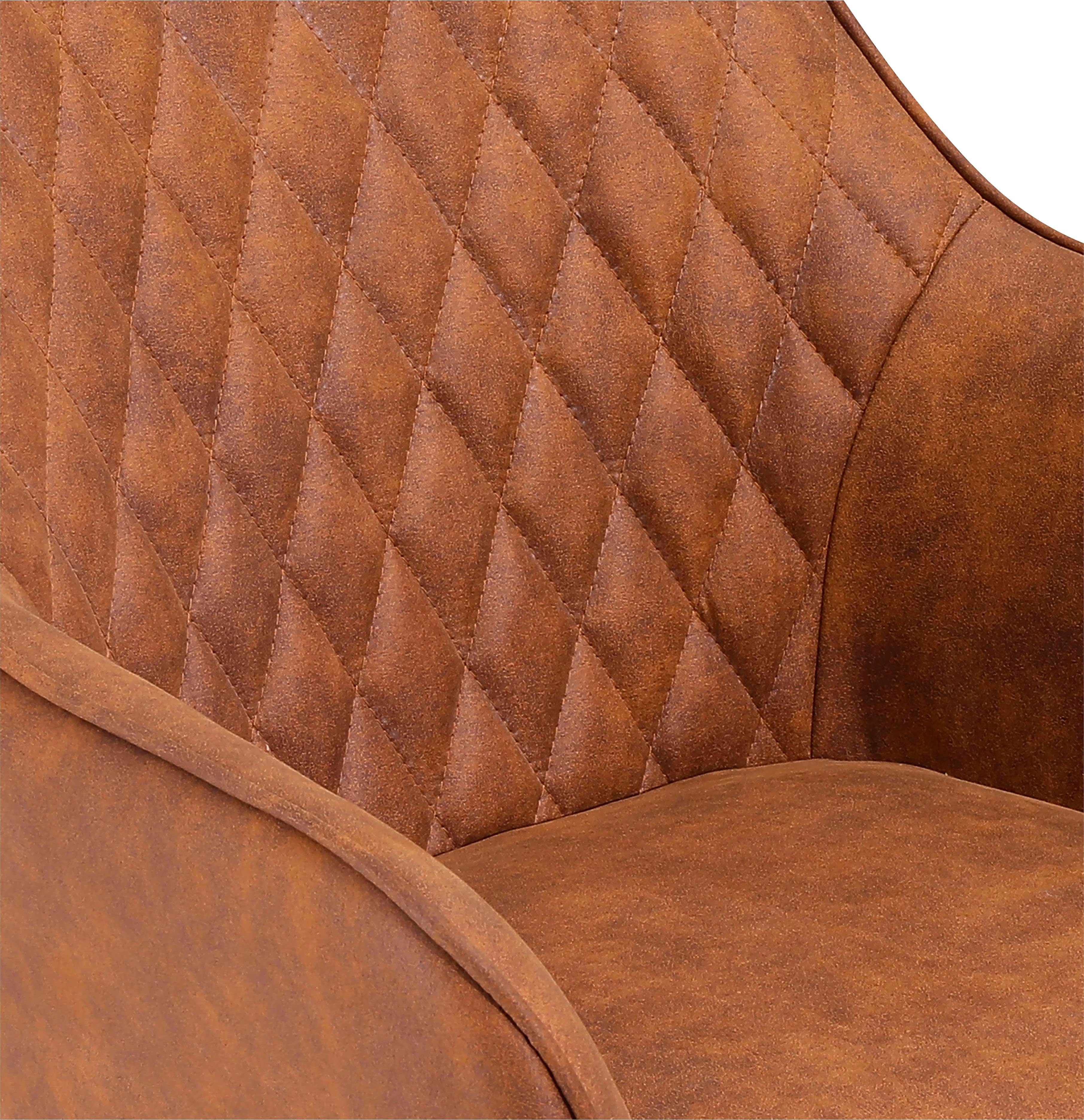 SalesFever Stoel met armleuningen Rugleuning met ruitstiksel (set, 2 stuks)