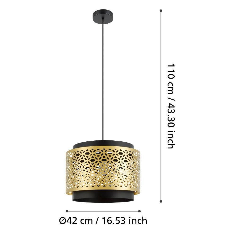 EGLO Hanglamp SANDBACH Hanglamp, messing en metaal in zwart, E27 fitting, Ø 42 cm (1 stuk)