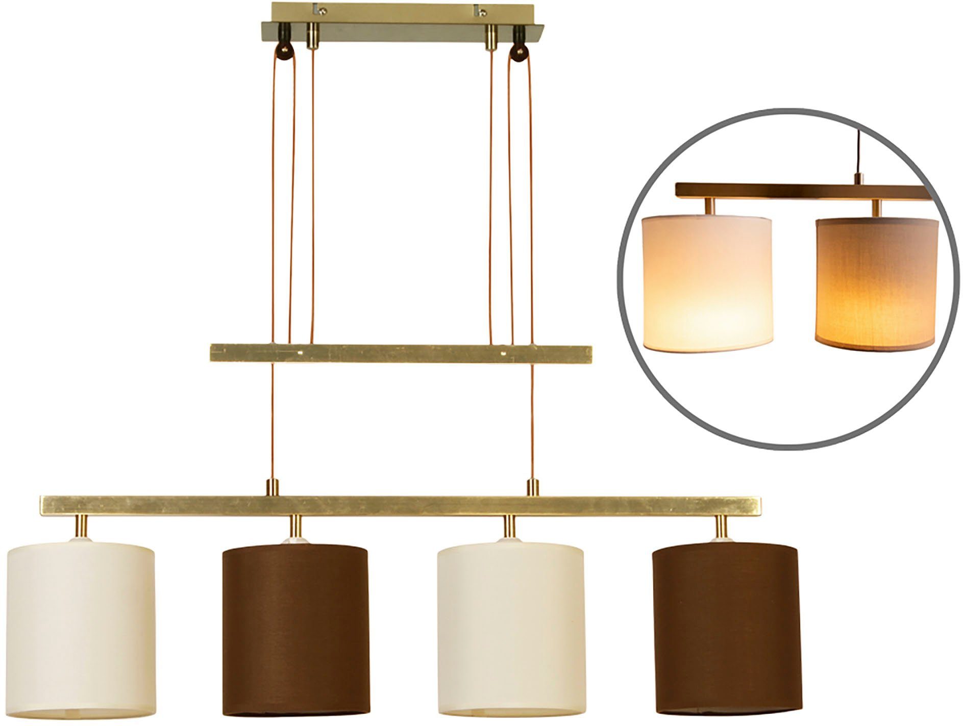 näve Hanglamp Tilde verstelbaar, staal/textiel, hoogte: 116 cm, excl. 4x e27 max. 40w (1 stuk)