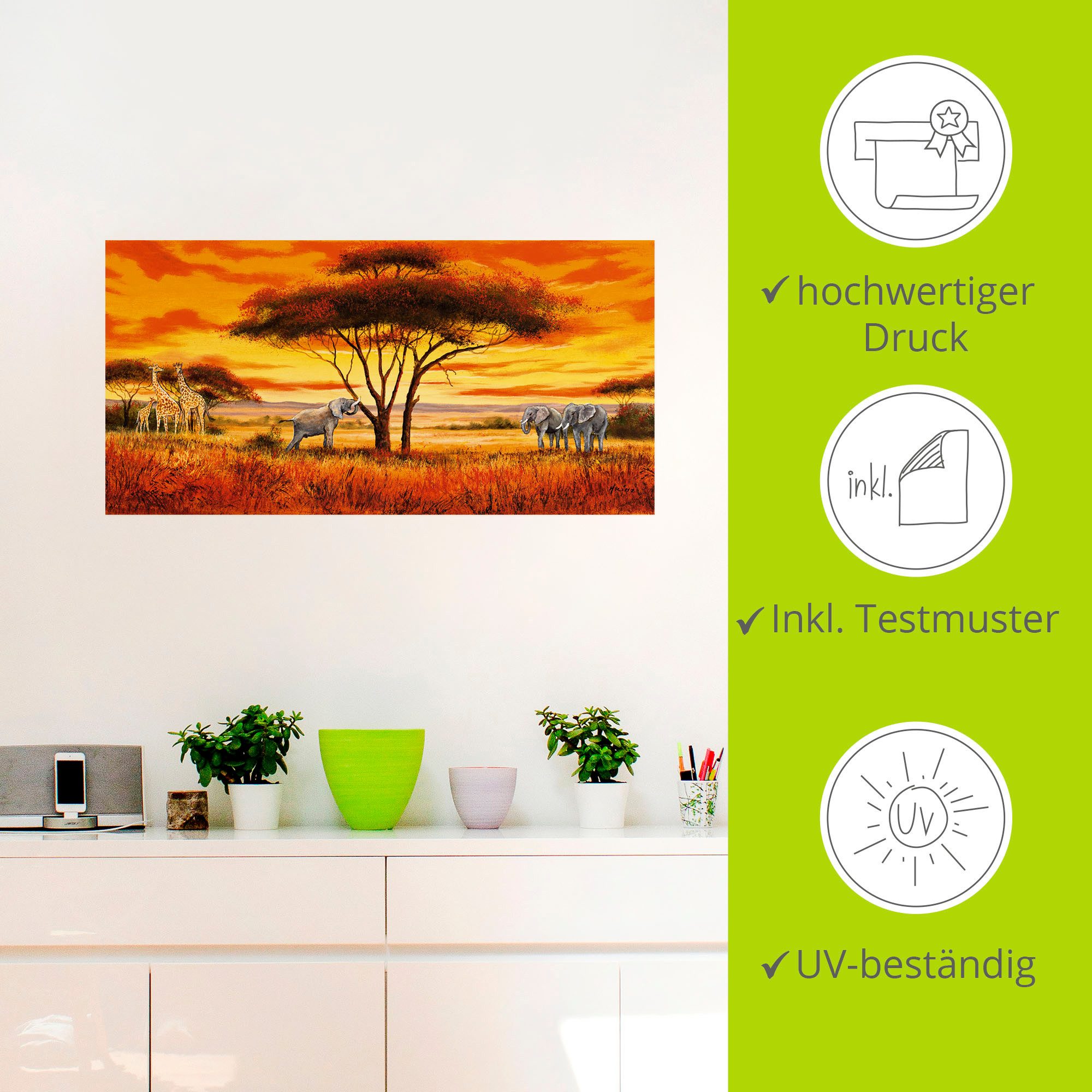 Artland Artprint Afrikaans landschap II als artprint van aluminium, artprint op linnen, muursticker, verschillende maten