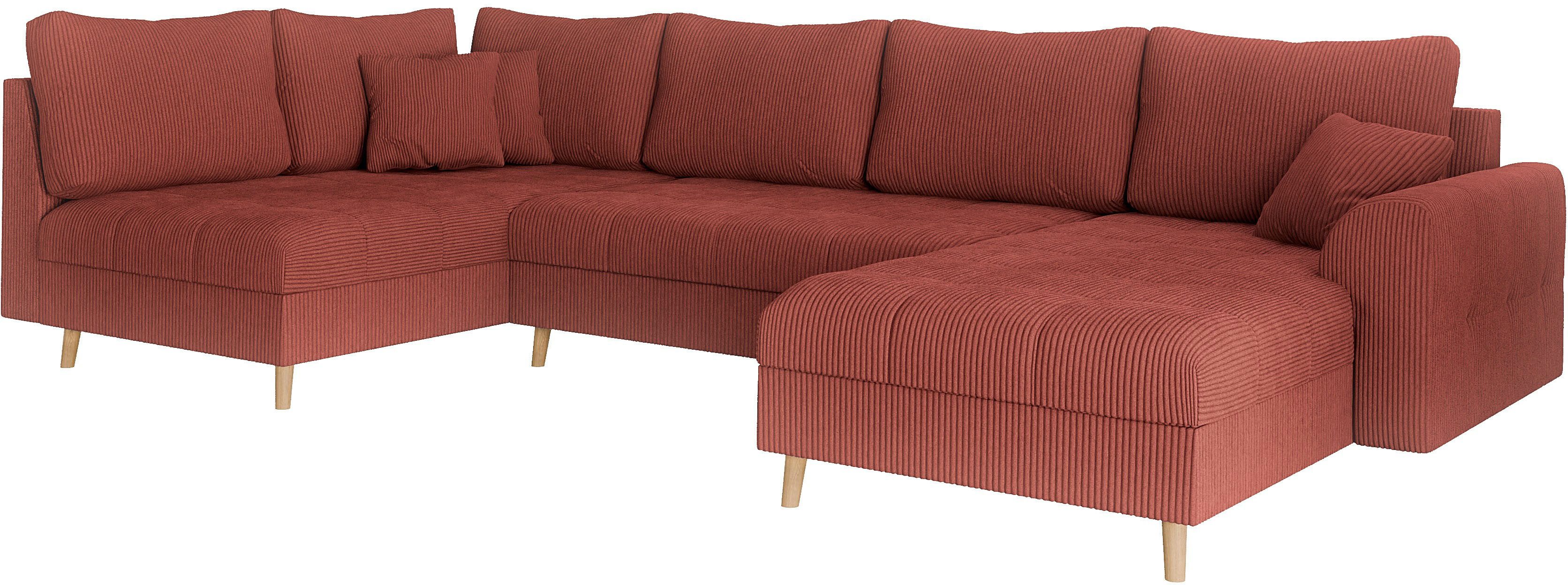 Home affaire Zithoek CHARRE U-vorm met ottomane, afmetingen B/D/H: 310/161/81 cm fijne stiksels, losse rug- en sierkussens, ook in cord en bouclé