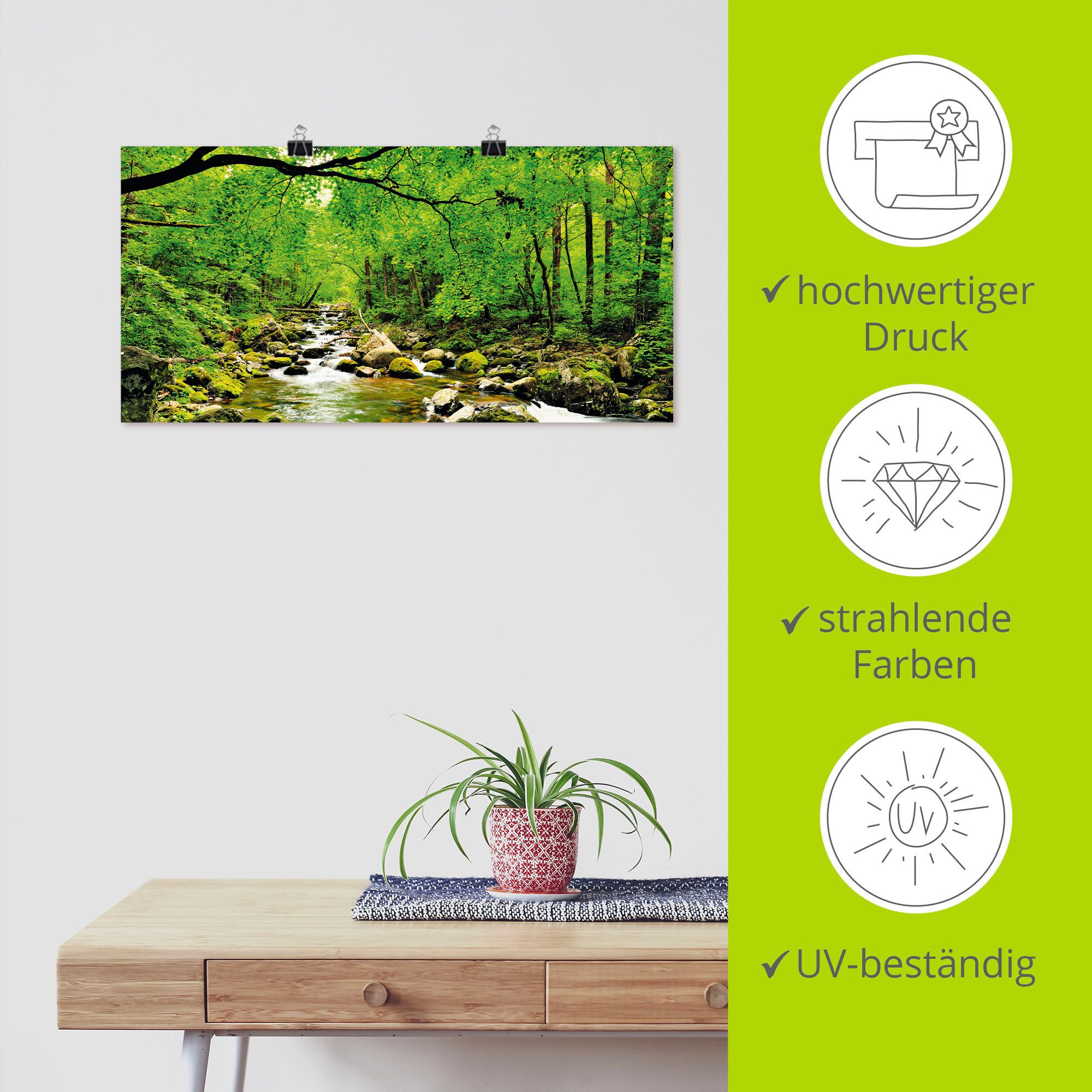 Artland Artprint Herfstbos rivier Smolny als artprint op linnen, poster, muursticker in verschillende maten